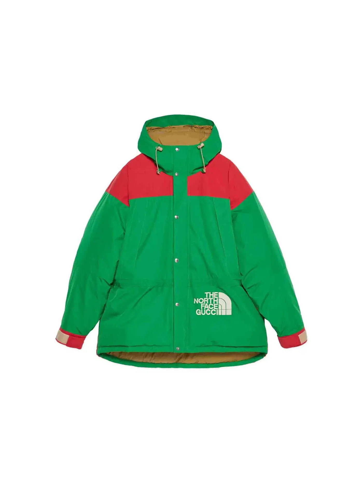 Мужская пуховая куртка Gucci x The North Face Down Jacket — изображение 1 из 1, зеленый/красный