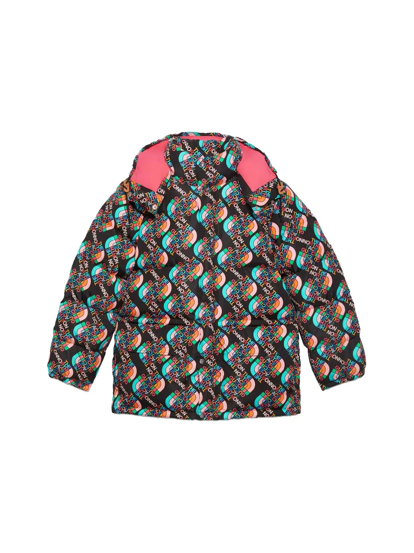 Женская куртка-пуховик с принтом Gucci x The North Face Down Jacket — изображение 1 из 2, мульти/черный
