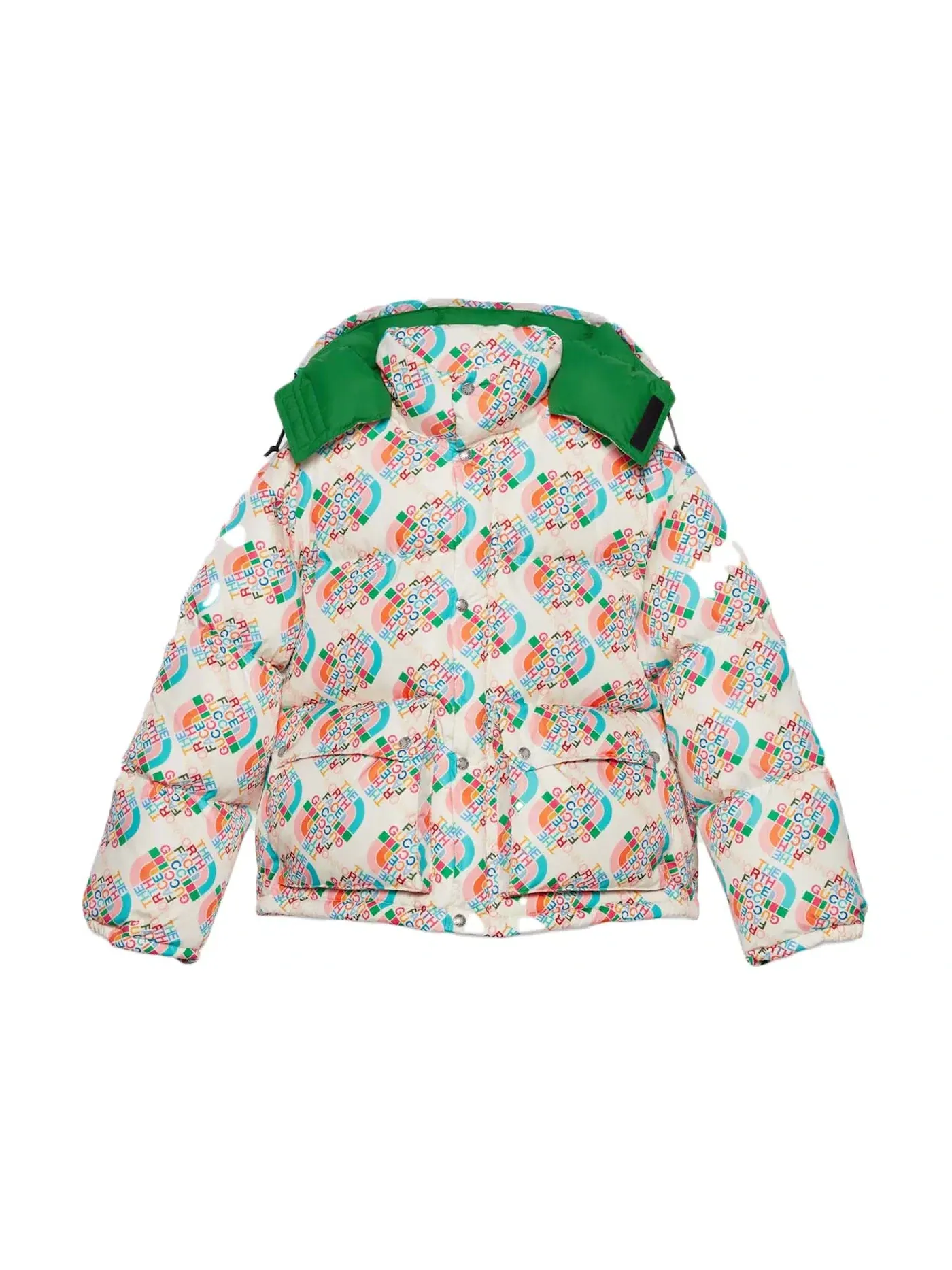 Женский пуховик с принтом Jacket Gucci — изображение 1 из 2, мульти/слоновая кость