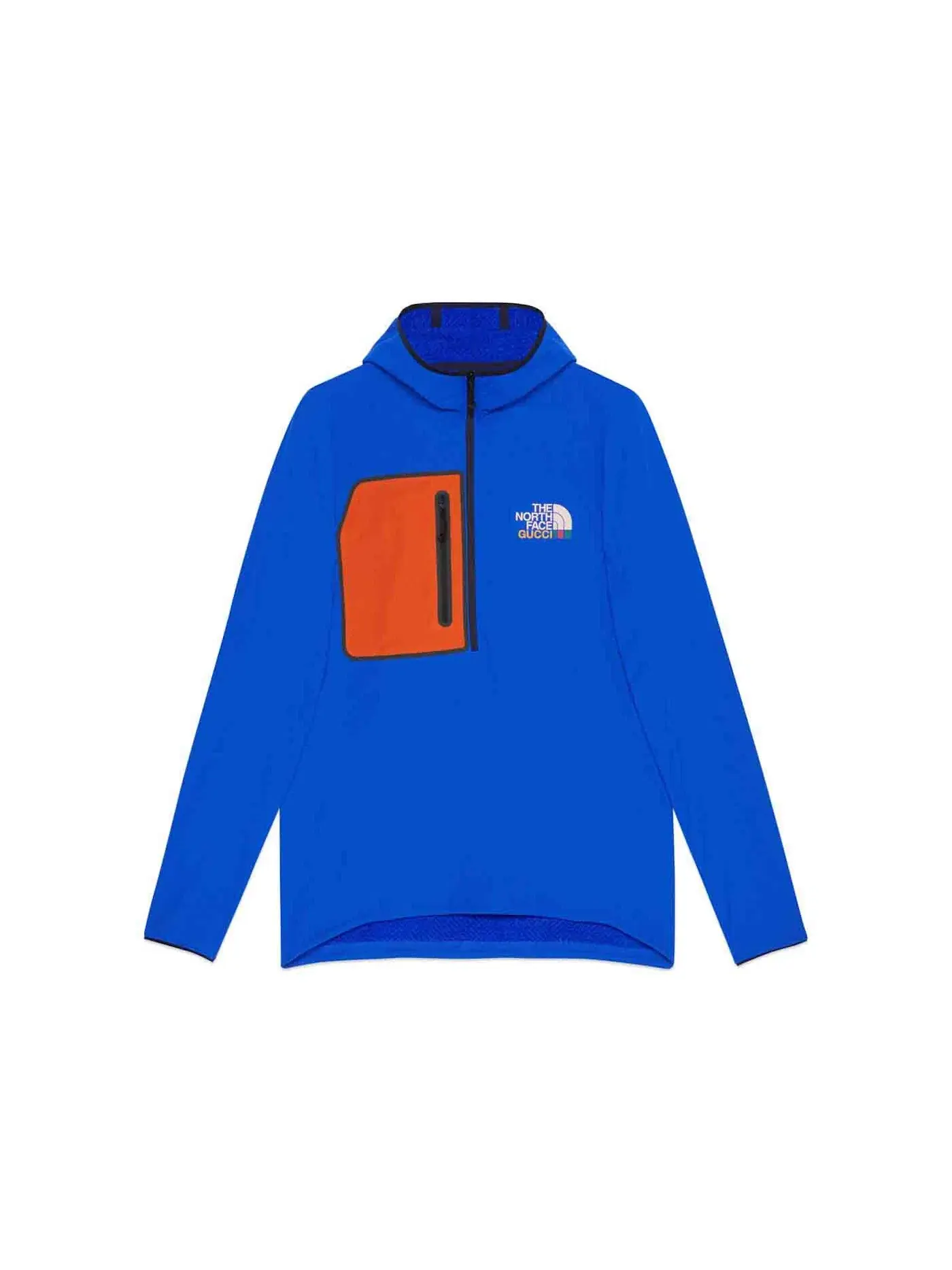 Мужской свитер с начесом Gucci x The North Face Pullover — изображение 1 из 2, синий/оранжевый