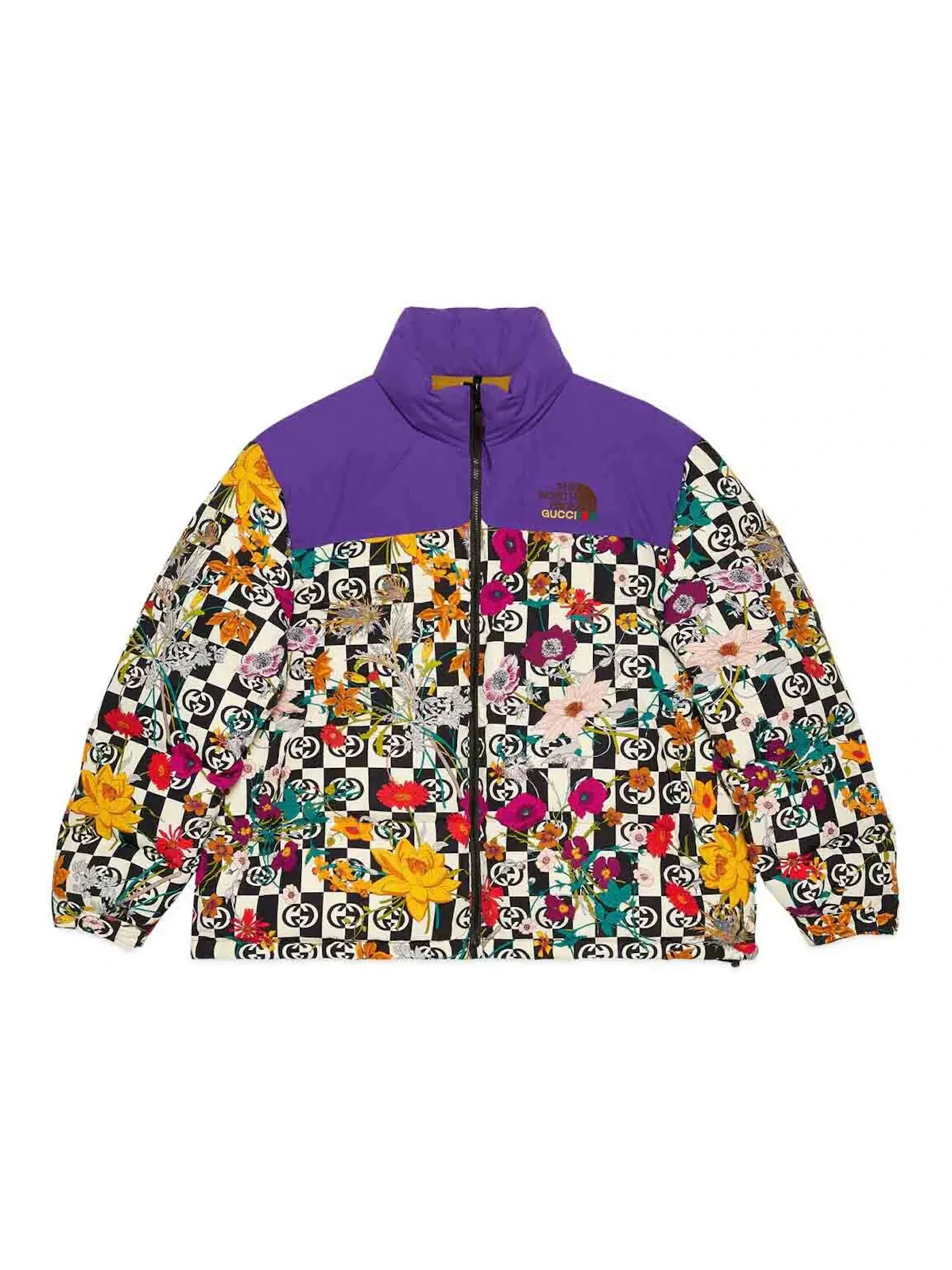 Мужская пуховая куртка с принтом Floral Down Jacket Gucci — изображение 1 из 1, фиолетовый