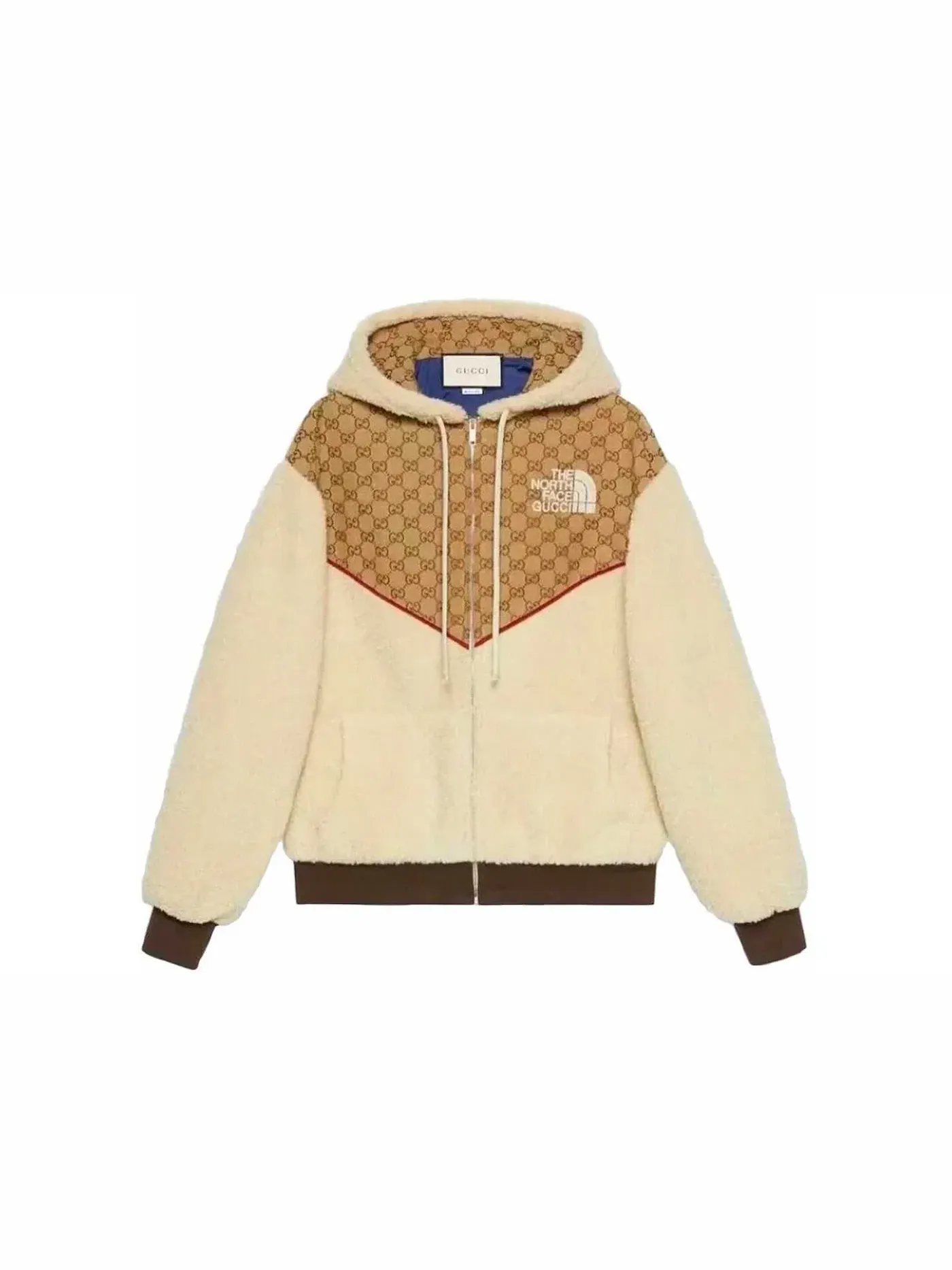 Мужская куртка из GG Canvas Shearling Jacket Gucci — изображение 1 из 1, бежевый