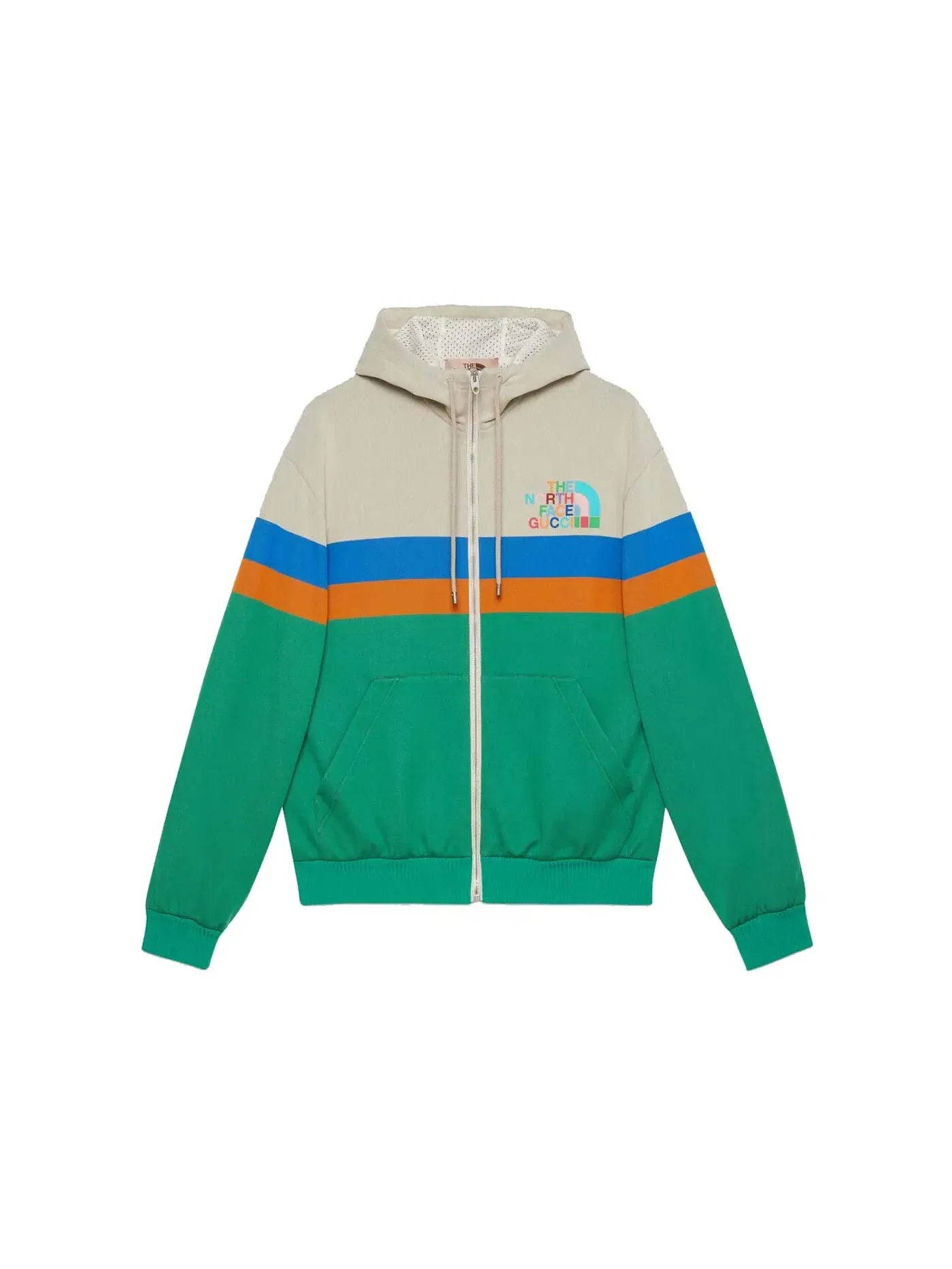 Мужская куртка с капюшоном Gucci x The North Face — изображение 1 из 2, слоновая кость/зеленый