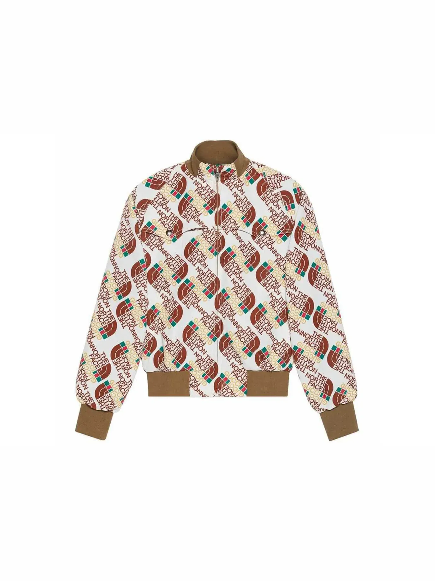Мужская куртка из технического джерси с принтом Web Gucci x The North Face — изображение 1 из 1, коричневый/бежевый