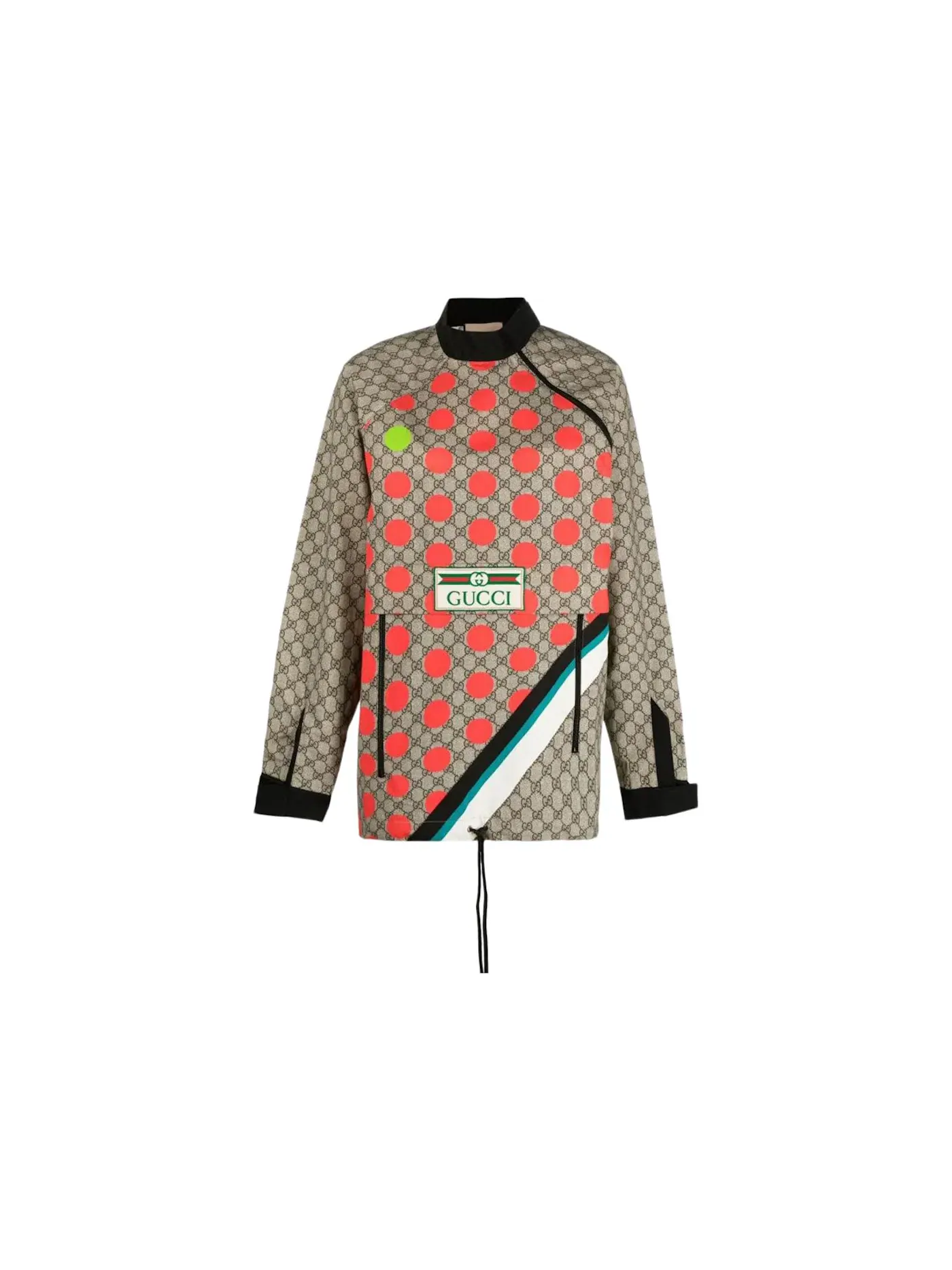 Женская куртка-ветровка с принтом Windbreaker Gucci — изображение 1 из 1, бежевый красный
