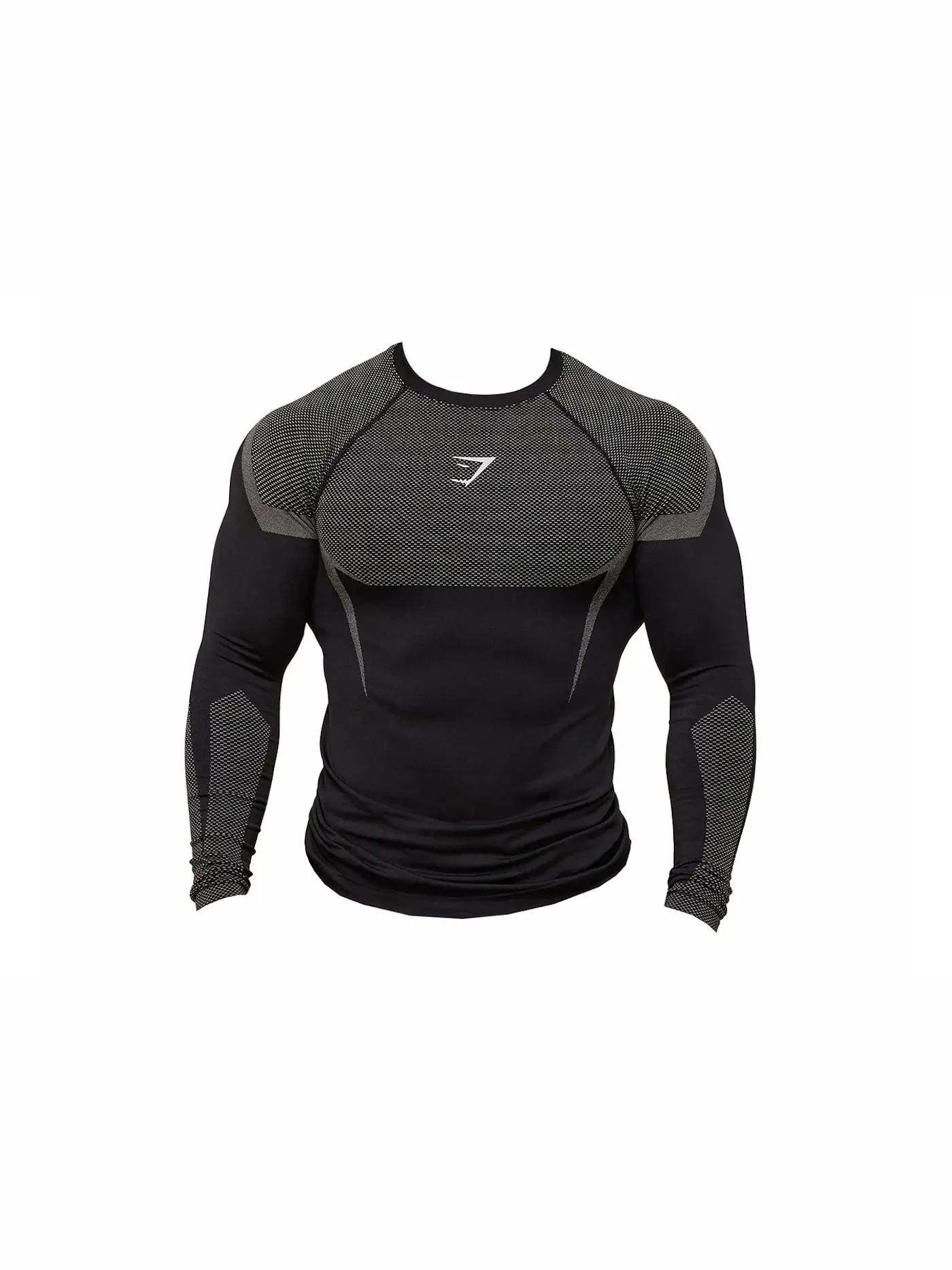 Мужская футболка с длинным рукавом безшовная Onyx Gymshark — изображение 1 из 1, черный/светлый серый