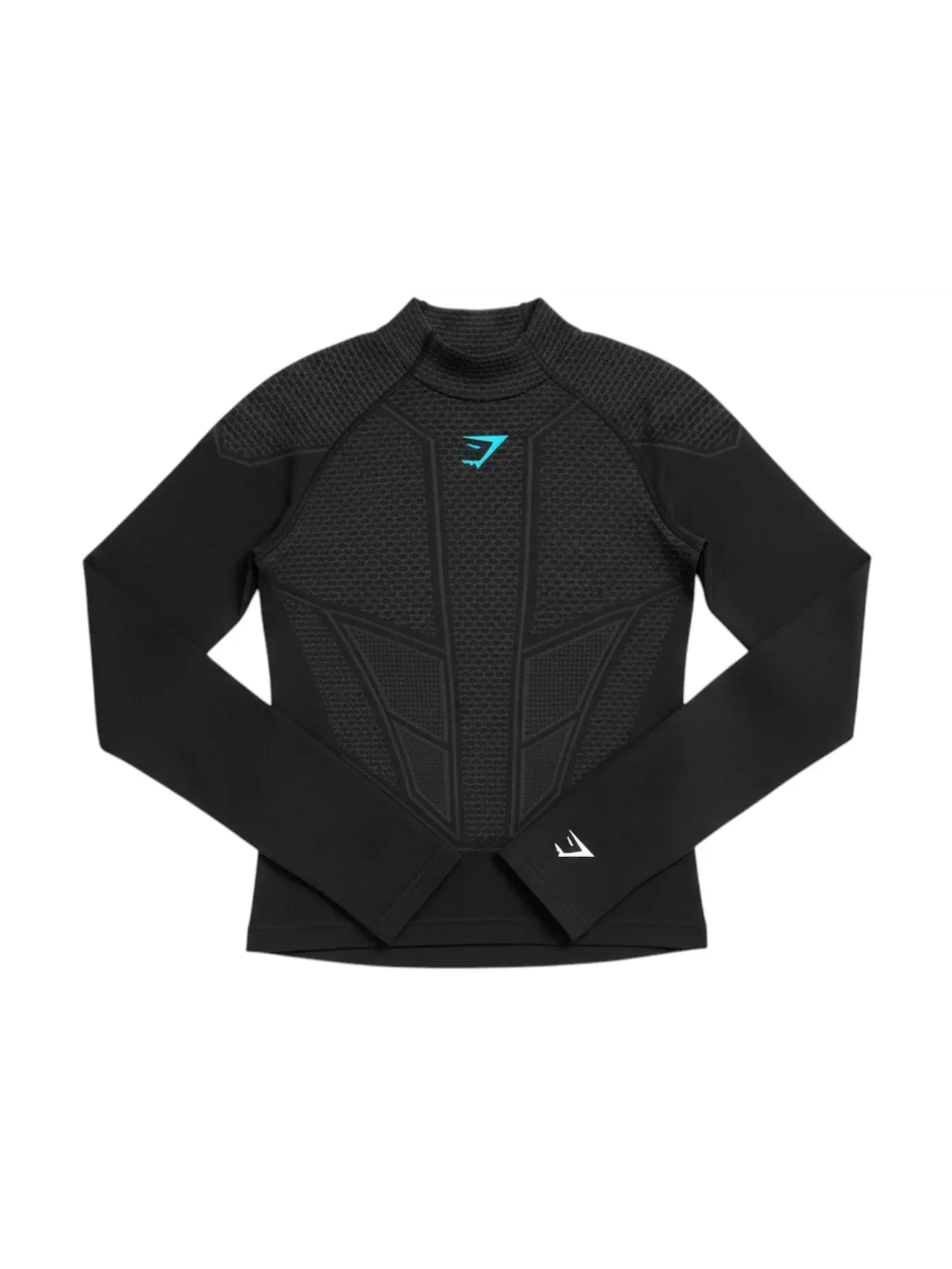 Женская футболка с длинным рукавом Onyx V1 Long Sleeve Top Gymshark — изображение 1 из 1, черный/серый/синий