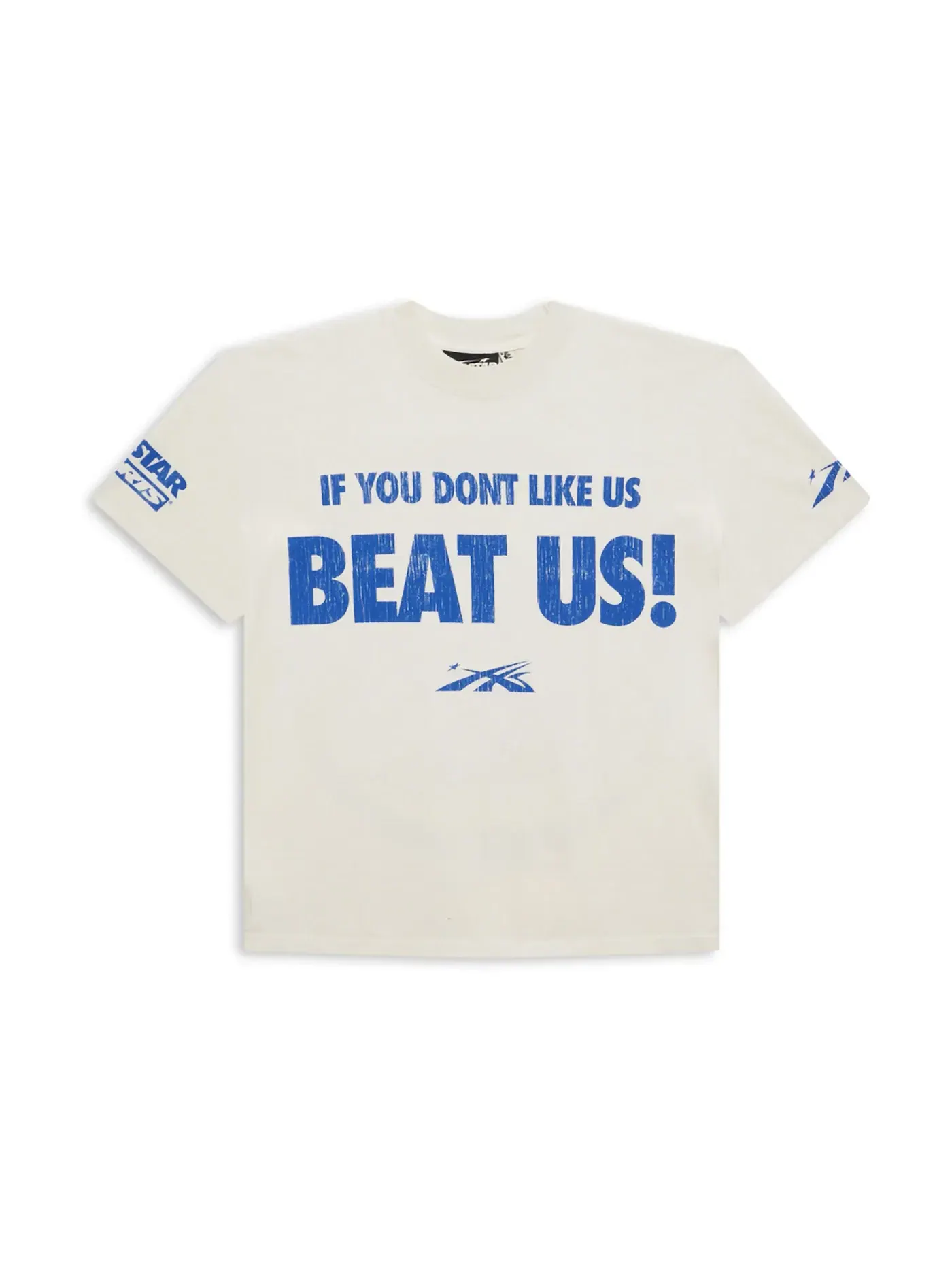 Мужская футболка с принтом Beat Us! Hellstar — изображение 1 из 2, белый/синий