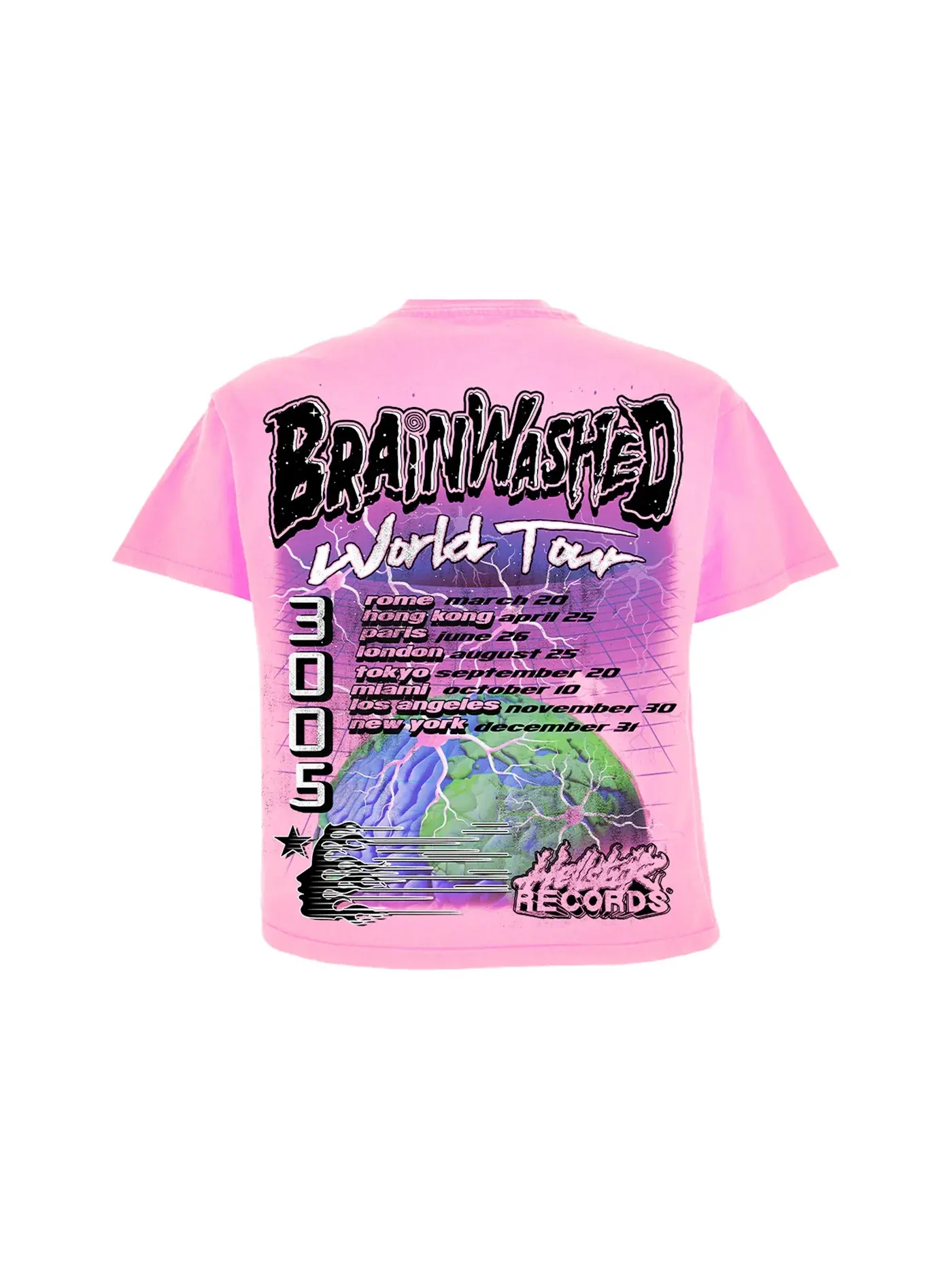 Унисекс футболка с принтом Hellstar Brainwashed World Tour T-Shirt Hellstar — изображение 2 из 2, розовый