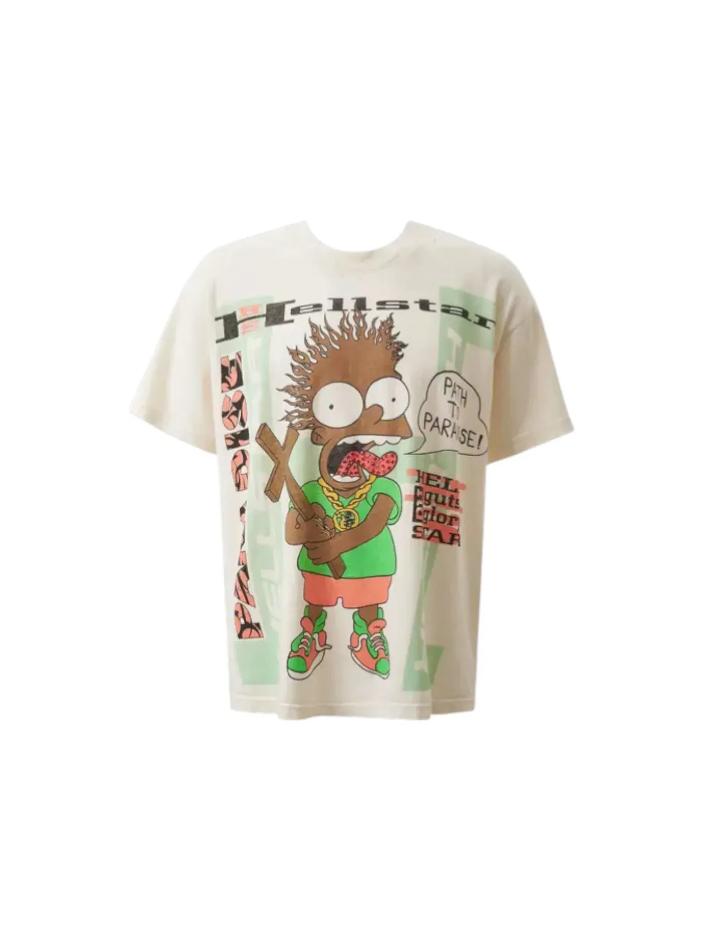 Мужская футболка с принтом Hellstar Cartoon Cross T-shirt — изображение 1 из 2, белый