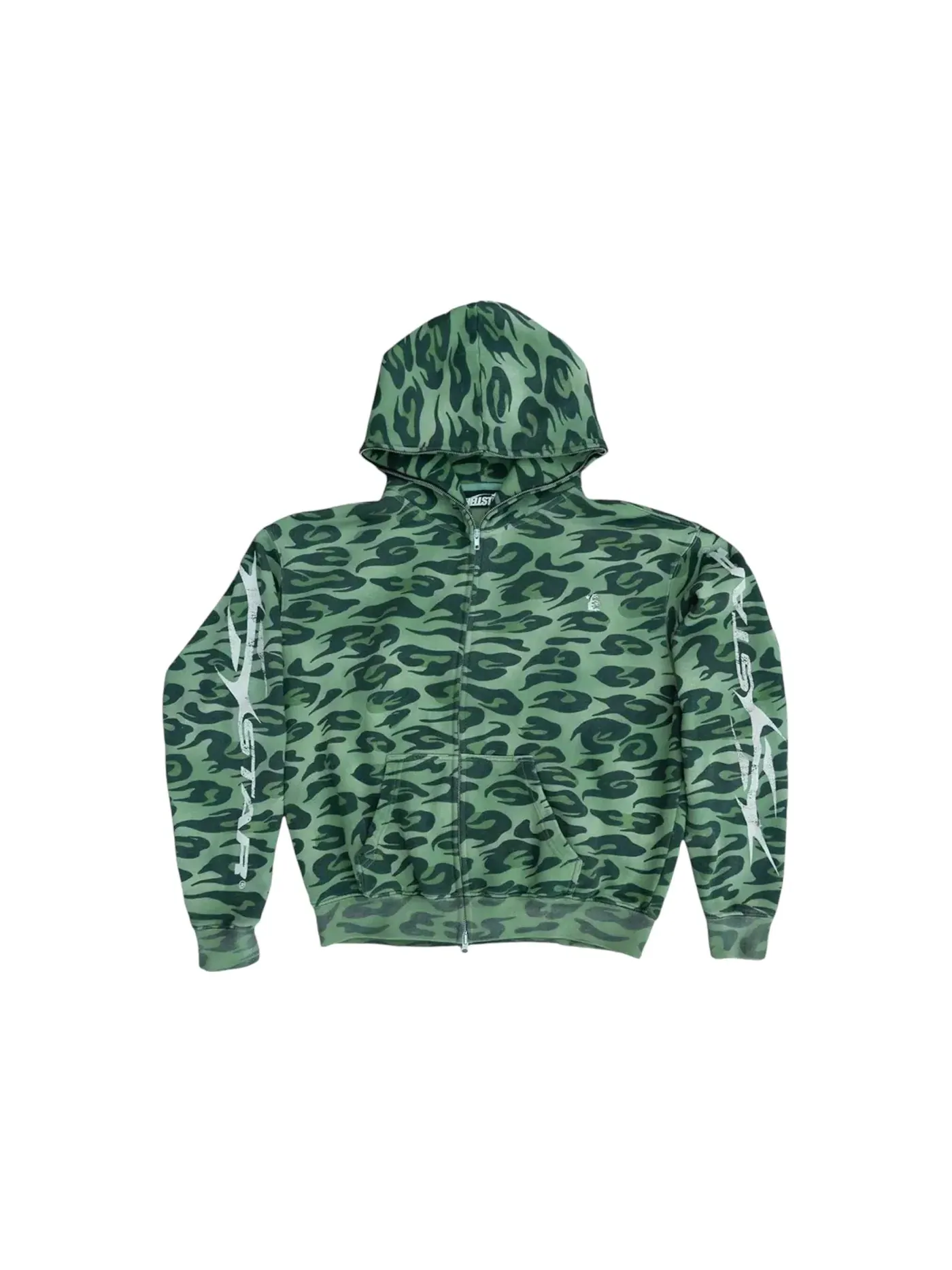 Мужская худи с принтом Hellstar Cheetah Zip-Up Hellstar — изображение 2 из 2, зеленый