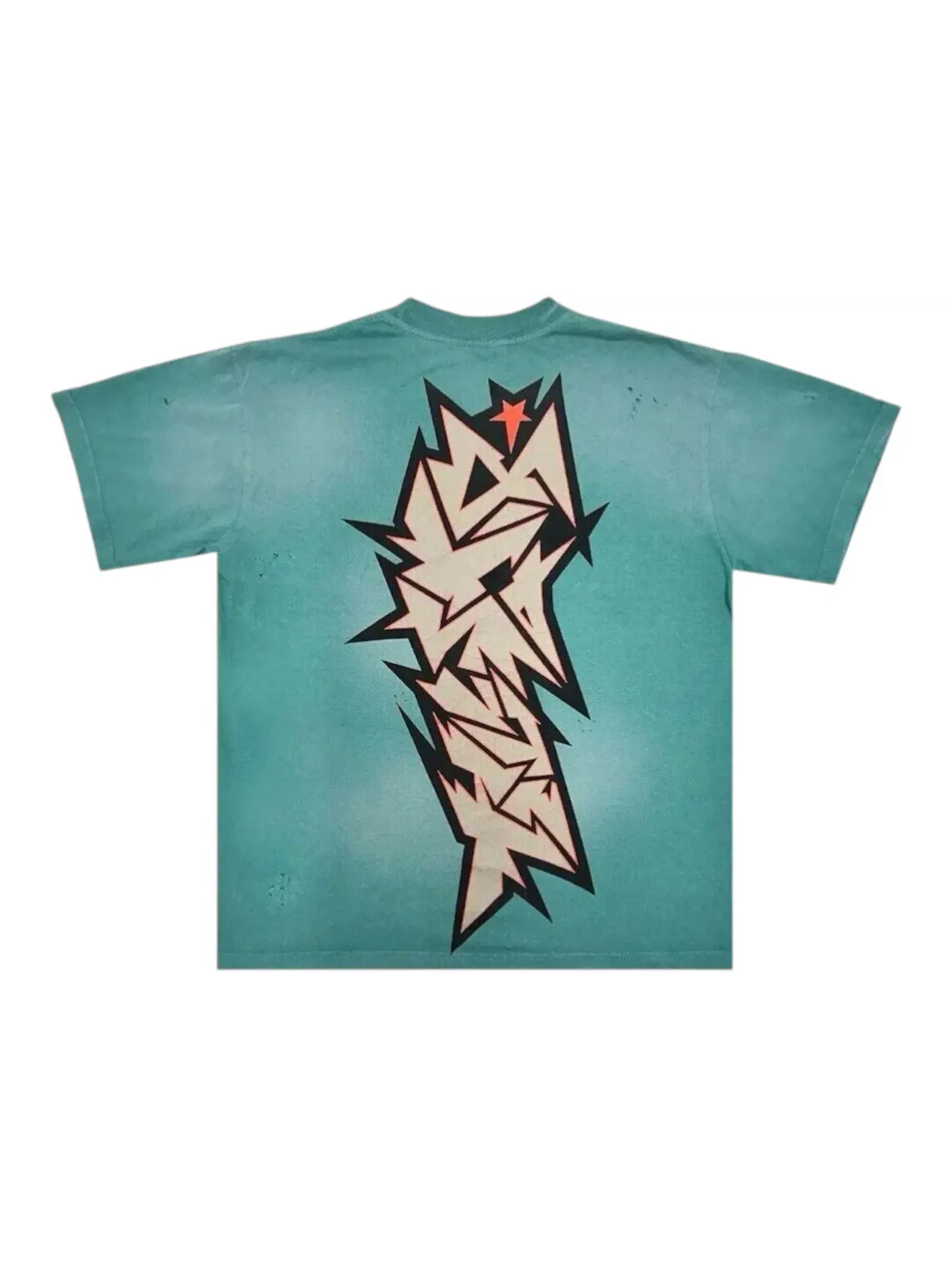 Мужская футболка с принтом Hellstar Cracked Logo Print Hellstar, Washed Teal — изображение 2 из 2