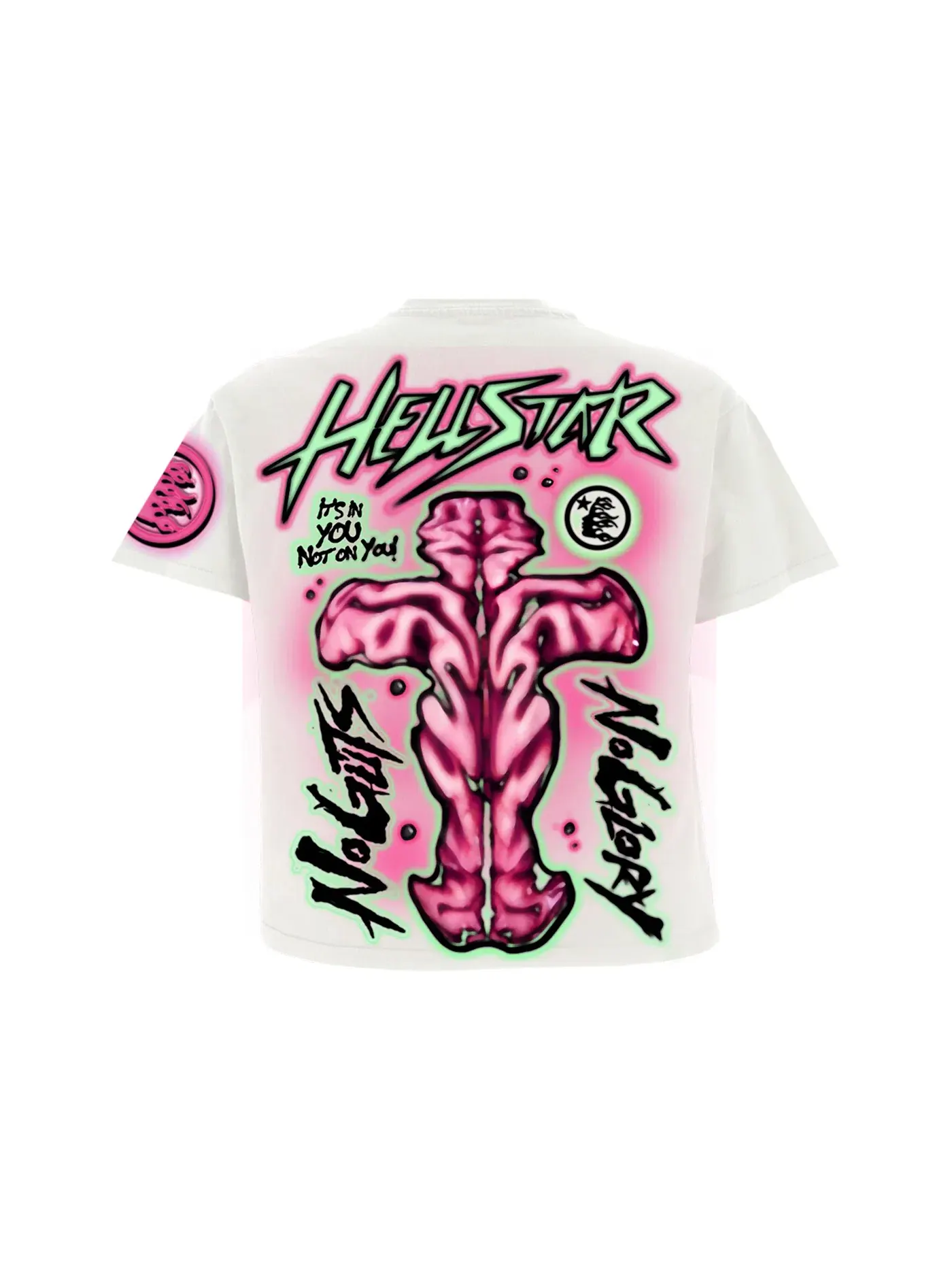 Футболка с принтом Hellstar No Guts No Glory T-Shirt — изображение 2 из 2, белый