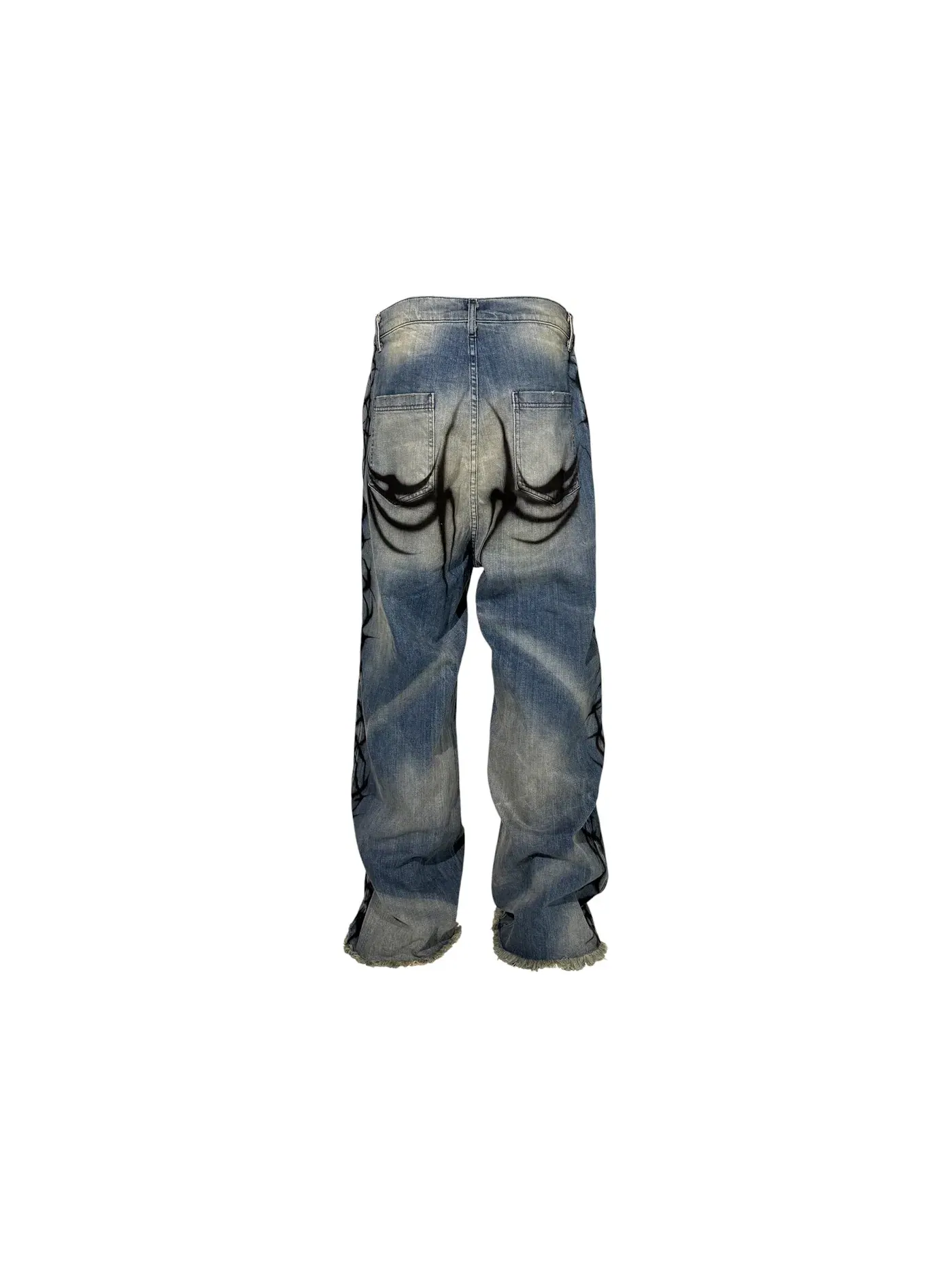 Мужские джинсы с необработанным краем и аэрографией Hellstar Jeans — изображение 2 из 2, синий