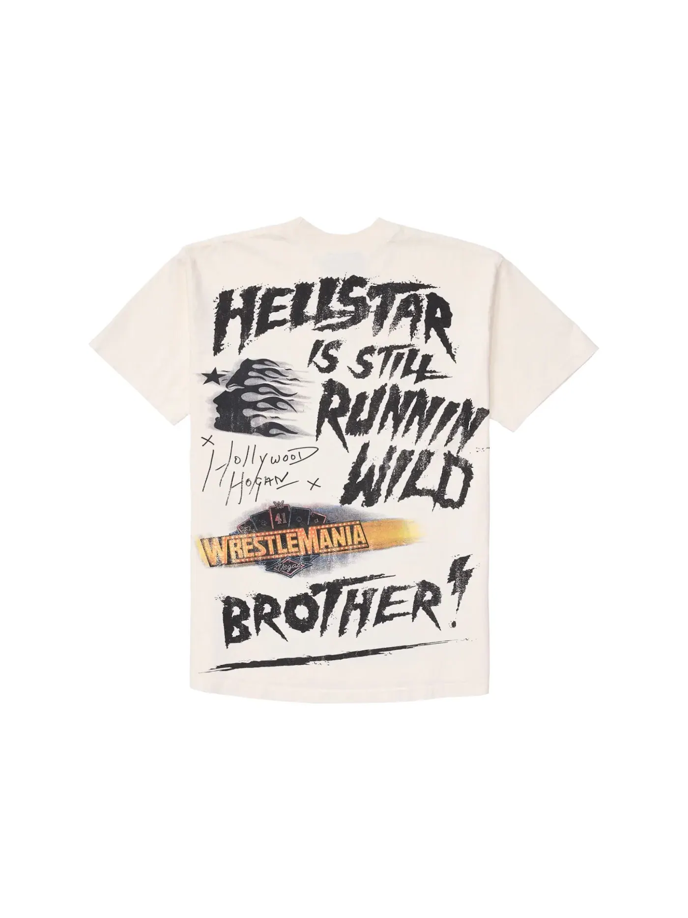 Мужская футболка с принтом Hellstar Wrestlemania Hulk Hogan T-Shirt Hellstar — изображение 2 из 2, кремовый белый