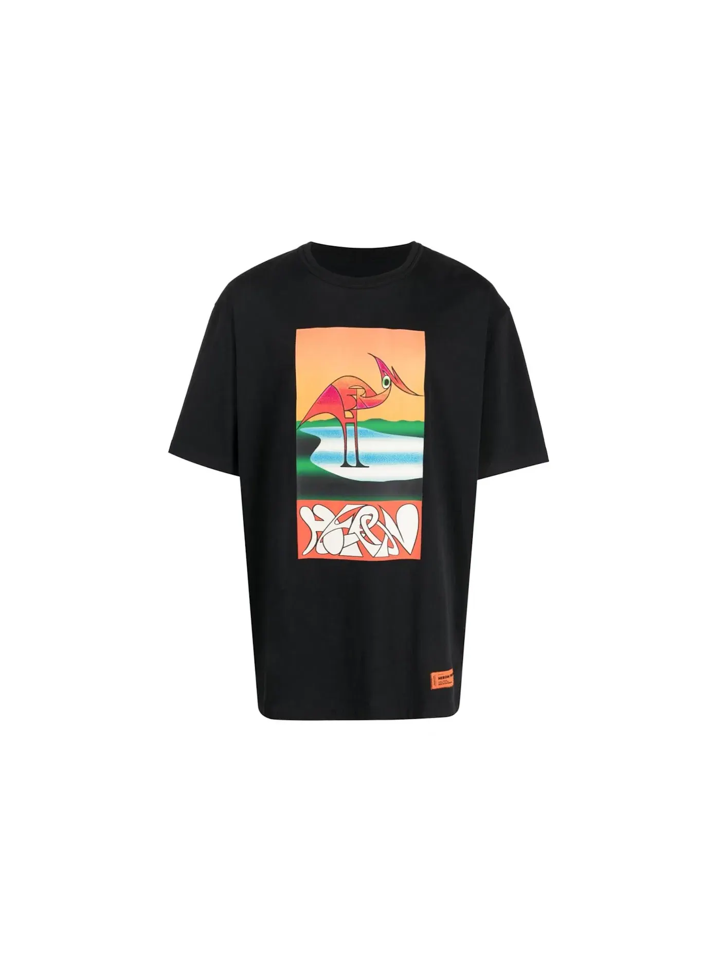 Мужская футболка с принтом Heron Preston T-Shirt — изображение 1 из 1, черный/оранжевый