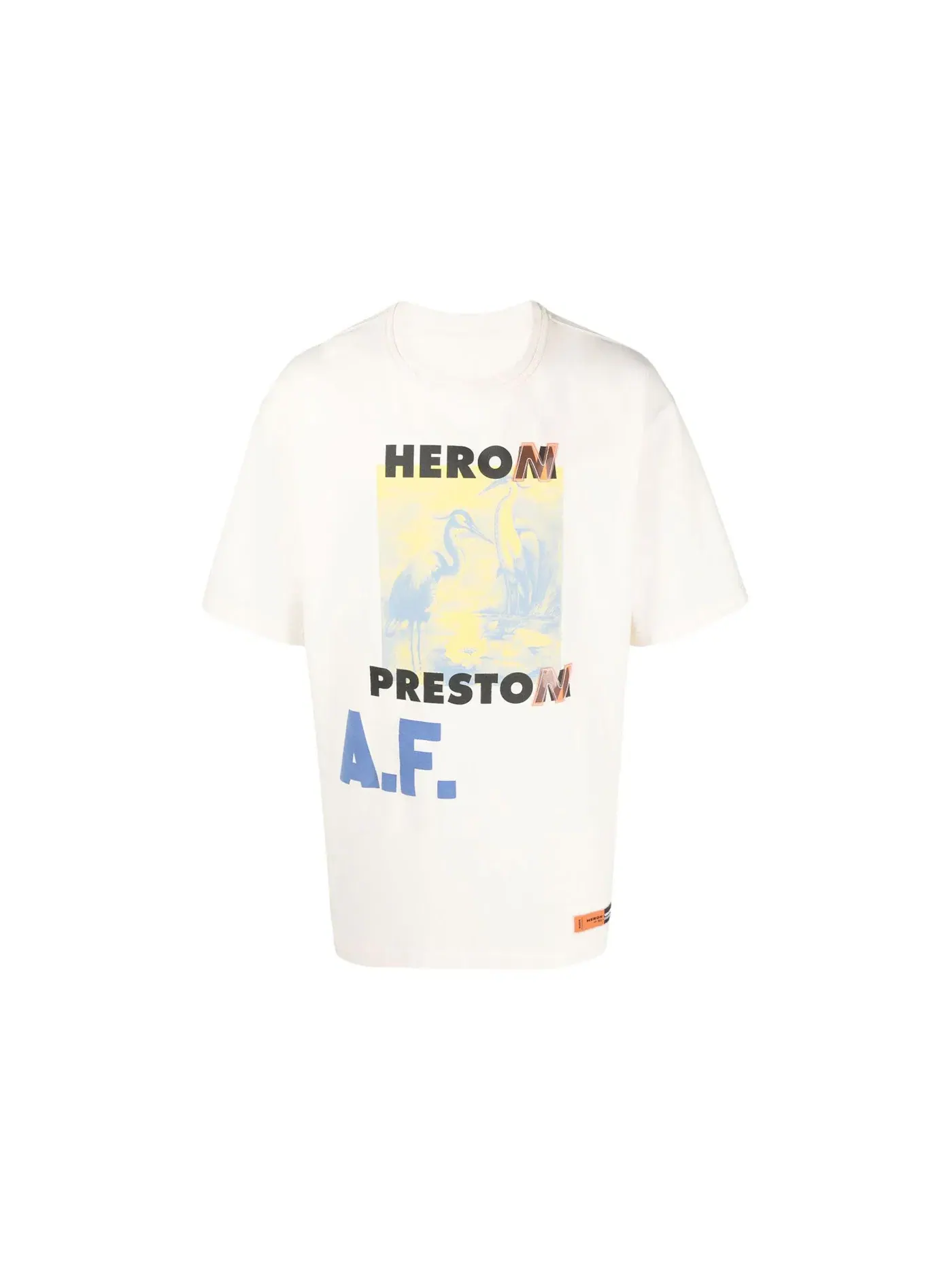 Мужская футболка оверсайз с принтом Heron Preston — изображение 1 из 1, белый/желтый