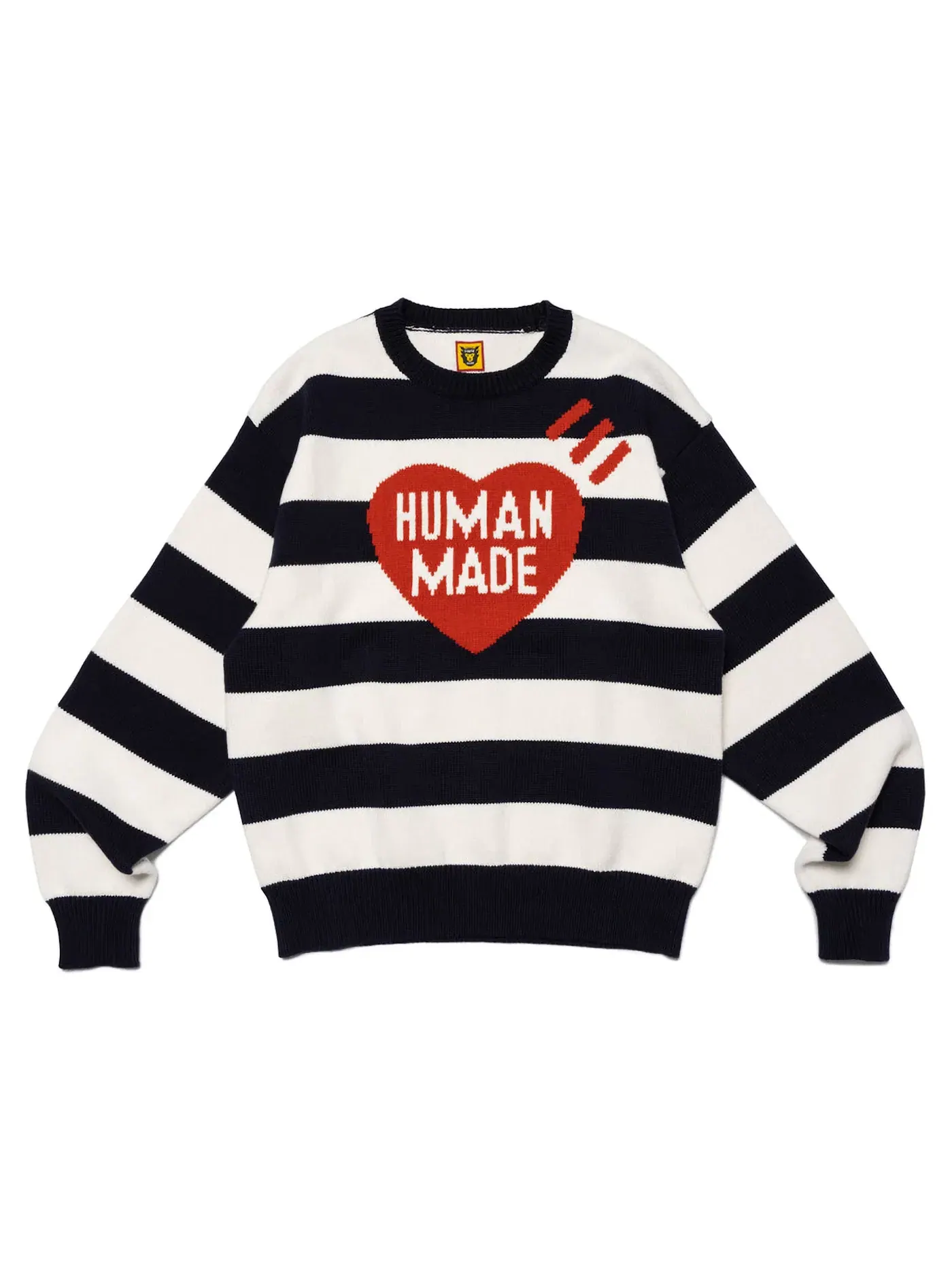 Мужской свитер с принтом Human Made Striped Heart Knit Sweater — изображение 1 из 2, темно-синий