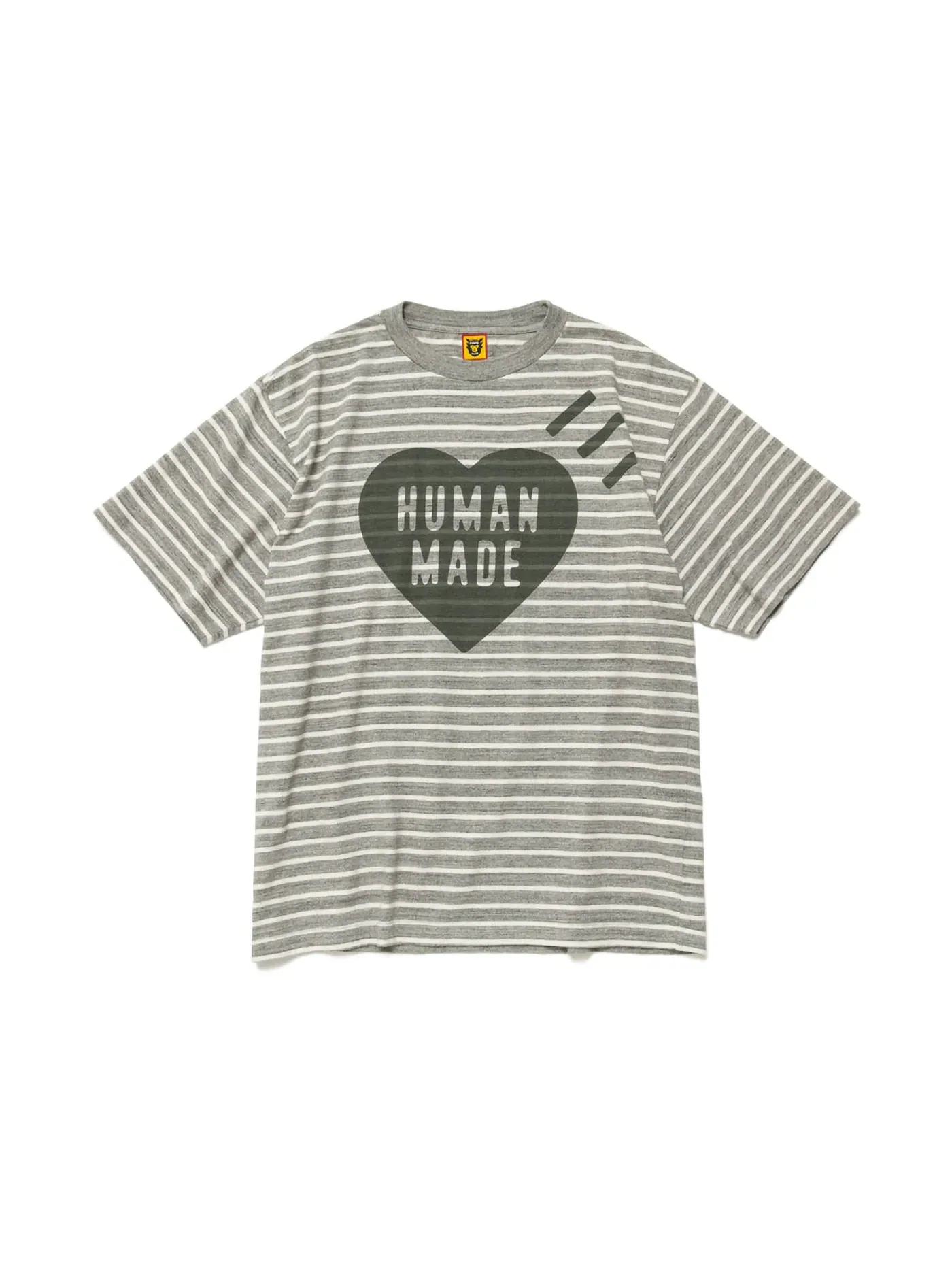Мужская футболка с принтом Human Made Striped Heart — изображение 1 из 2, серый