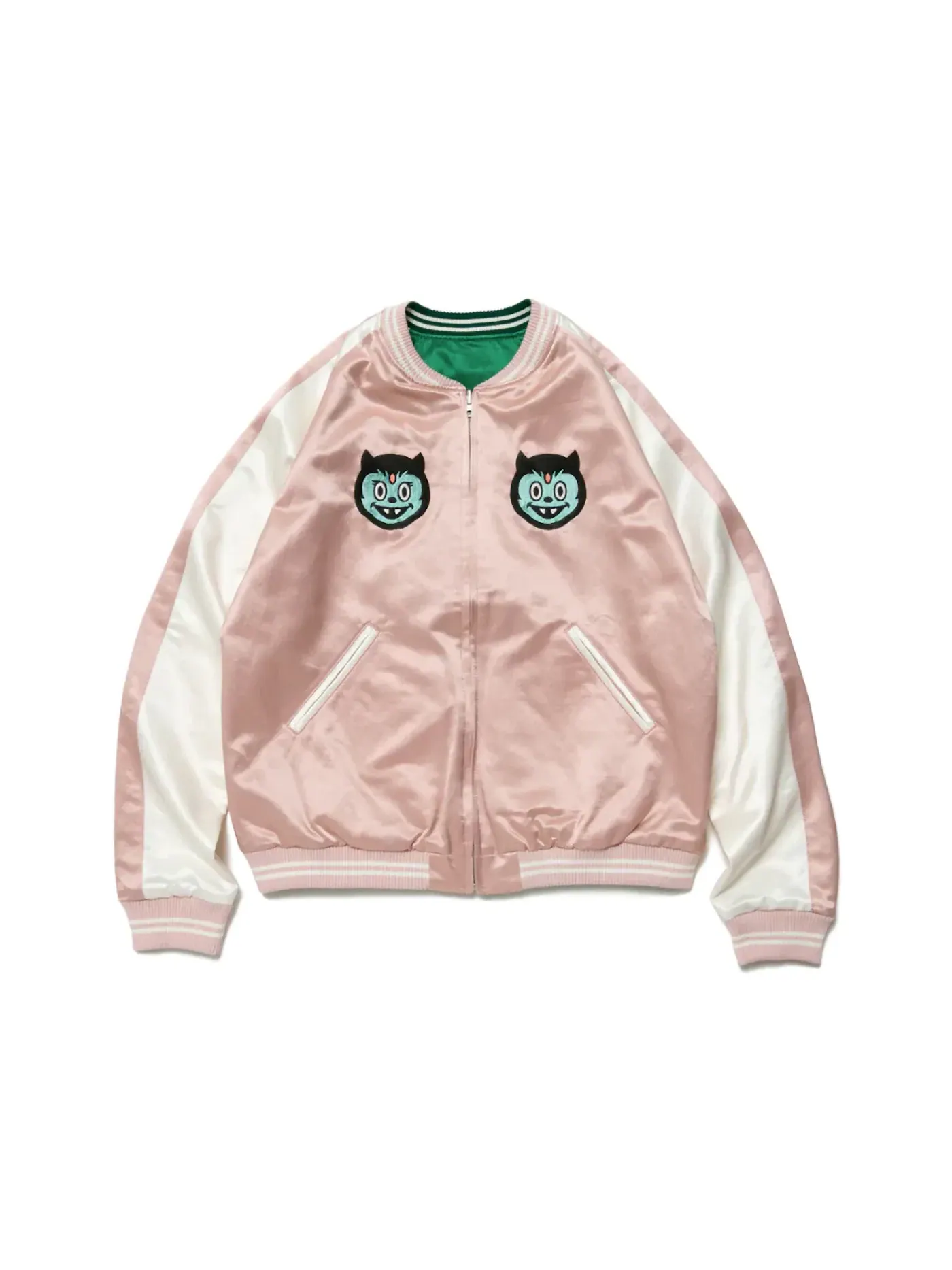 Мужская куртка с принтом Human Made Uzi Made Yokosuka Reversible Jacket — изображение 1 из 4, розовый зеленый