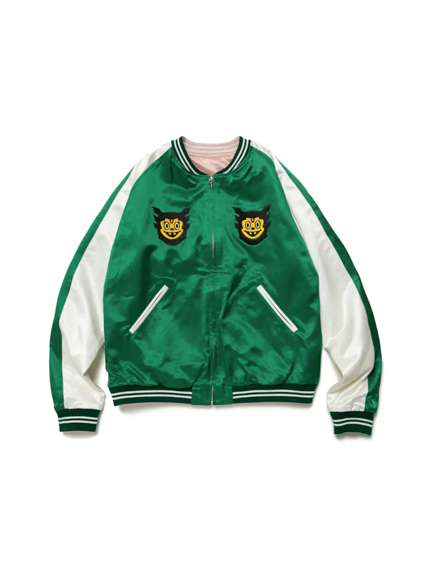 Мужская куртка с принтом Human Made Uzi Made Yokosuka Reversible Jacket — изображение 3 из 4, розовый зеленый