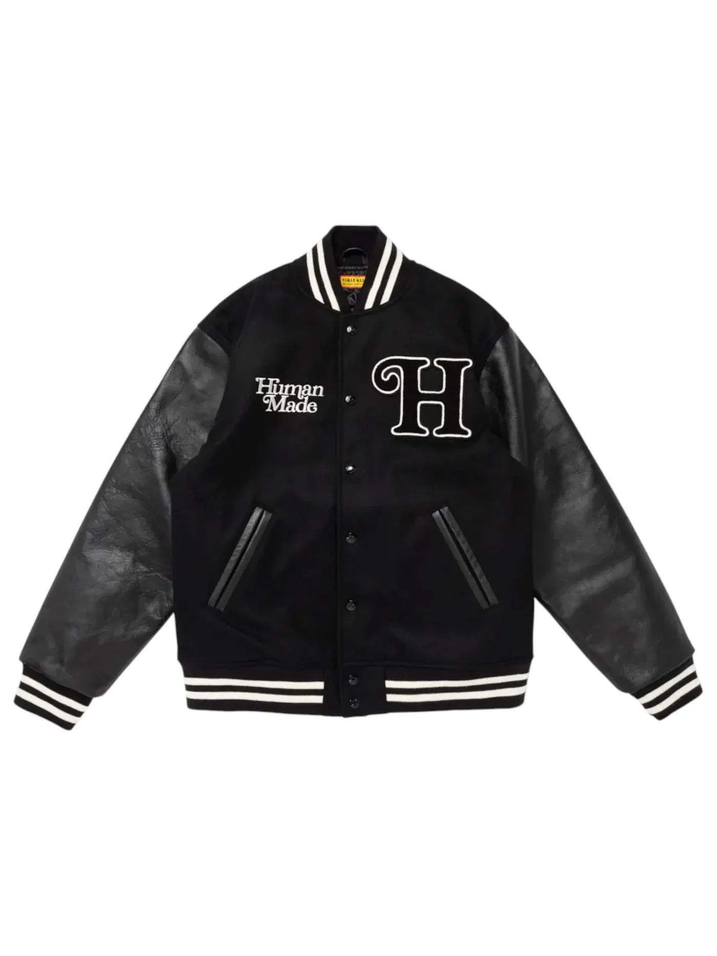 Мужская ветровка с принтом Human Made Varsity Jacket Black — изображение 1 из 2