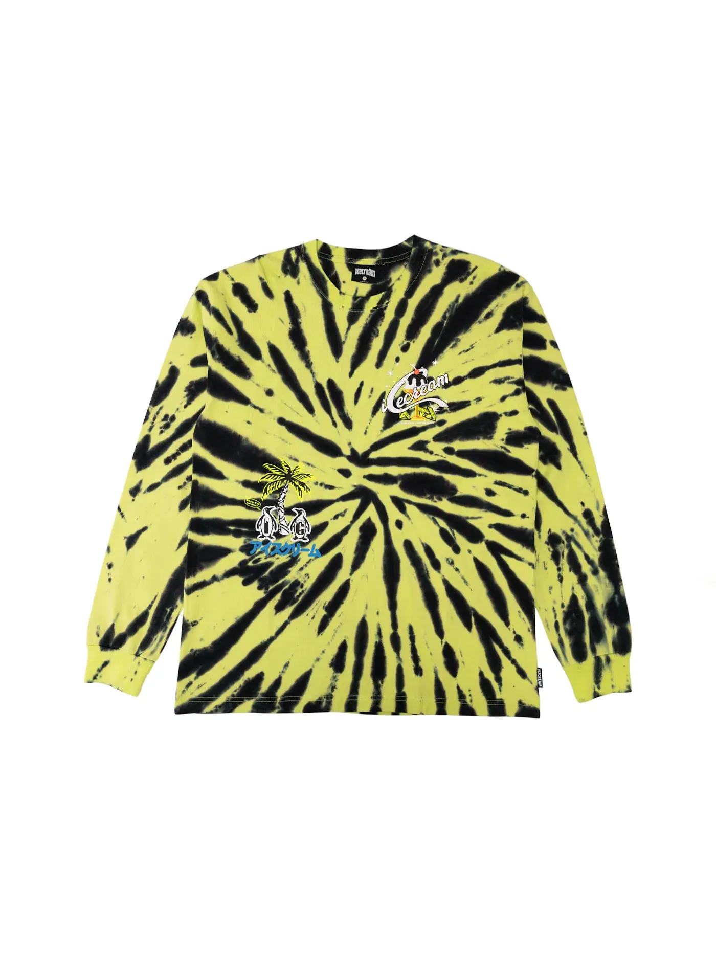 Мужская футболка с длинным рукавом Ice Cream Tee — изображение 1 из 1, черный неоновый желтый