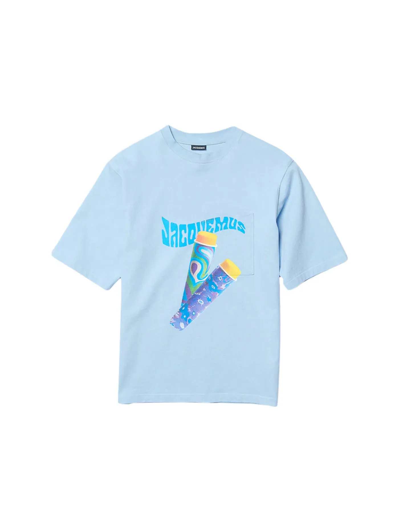 Мужская футболка свободного кроя с принтом Paisley Sorbet Logo Boxy Fit T-Shirt Jacquemus — изображение 1 из 1, синий