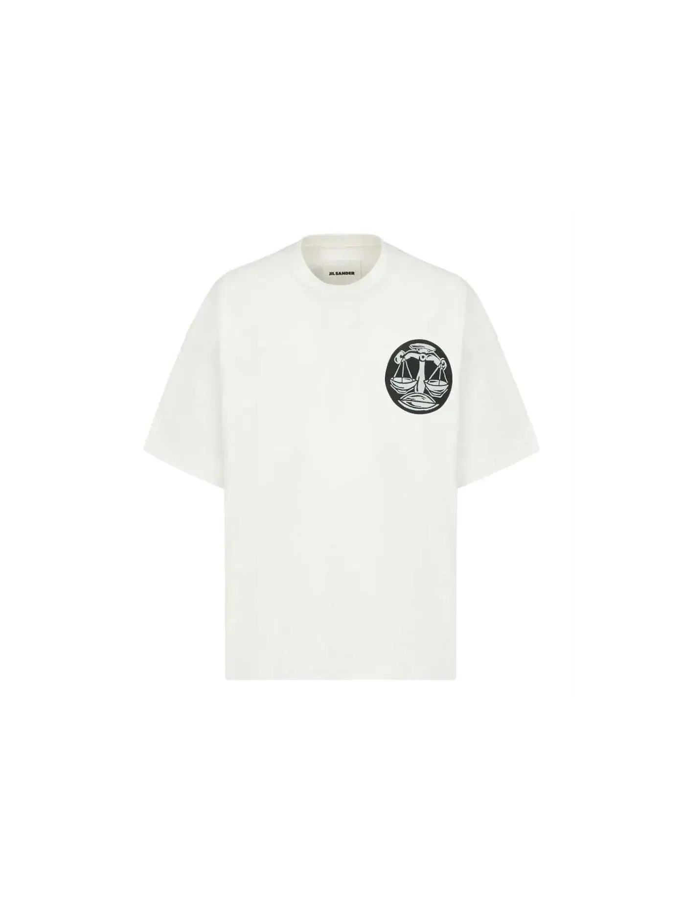Мужская футболка с принтом Jil Sander Zodiac Patch Libra Oversize Logo — изображение 1 из 2, белый