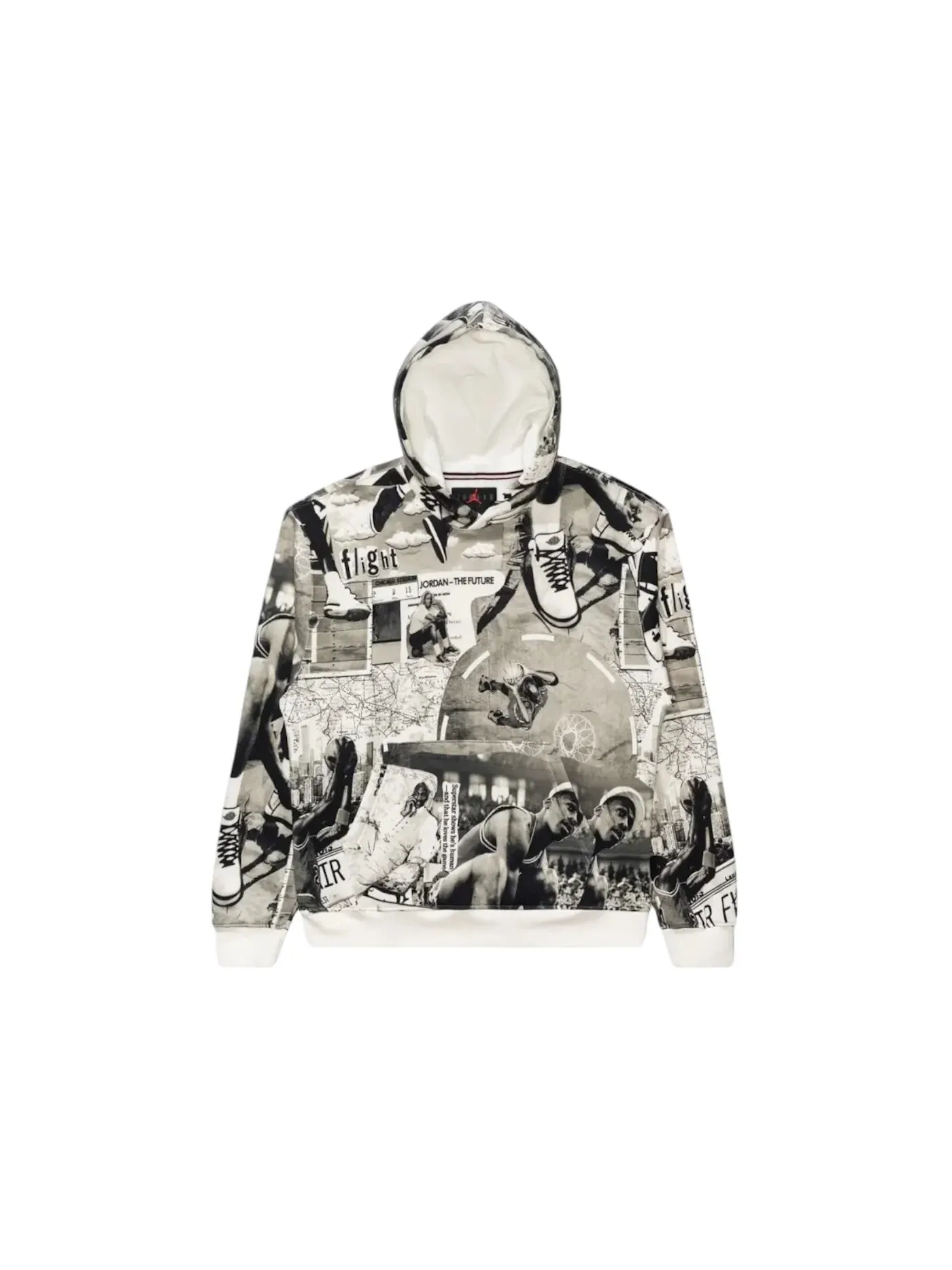 Мужской худи с начесом из футера Jordan Brooklyn Fleece Printed Pullover Hoodie — изображение 1 из 2, черный//черный
