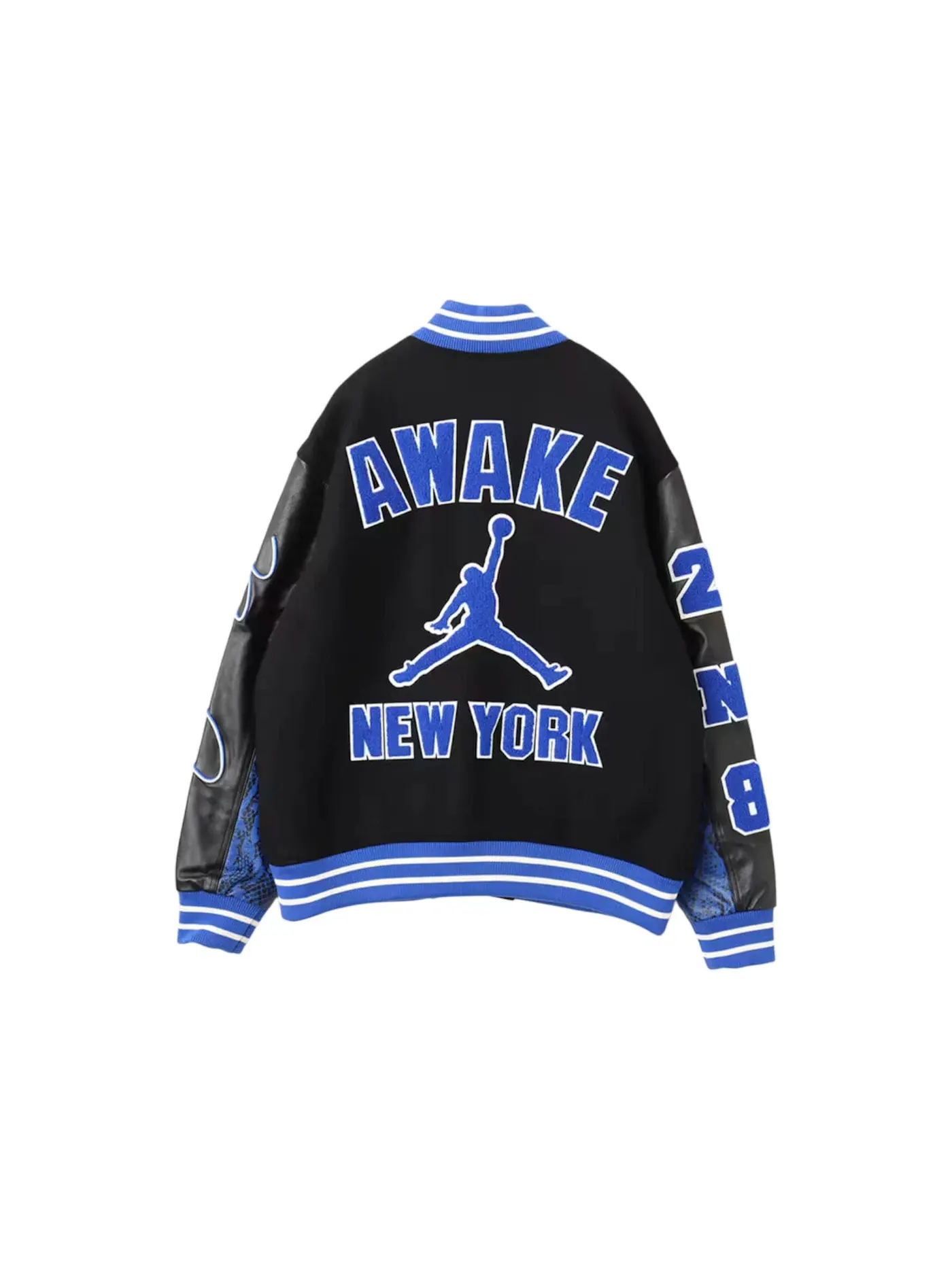 Мужская бомбер-куртка с принтом Jordan x Awake NY Varsity Jacket — изображение 3 из 3, черный
