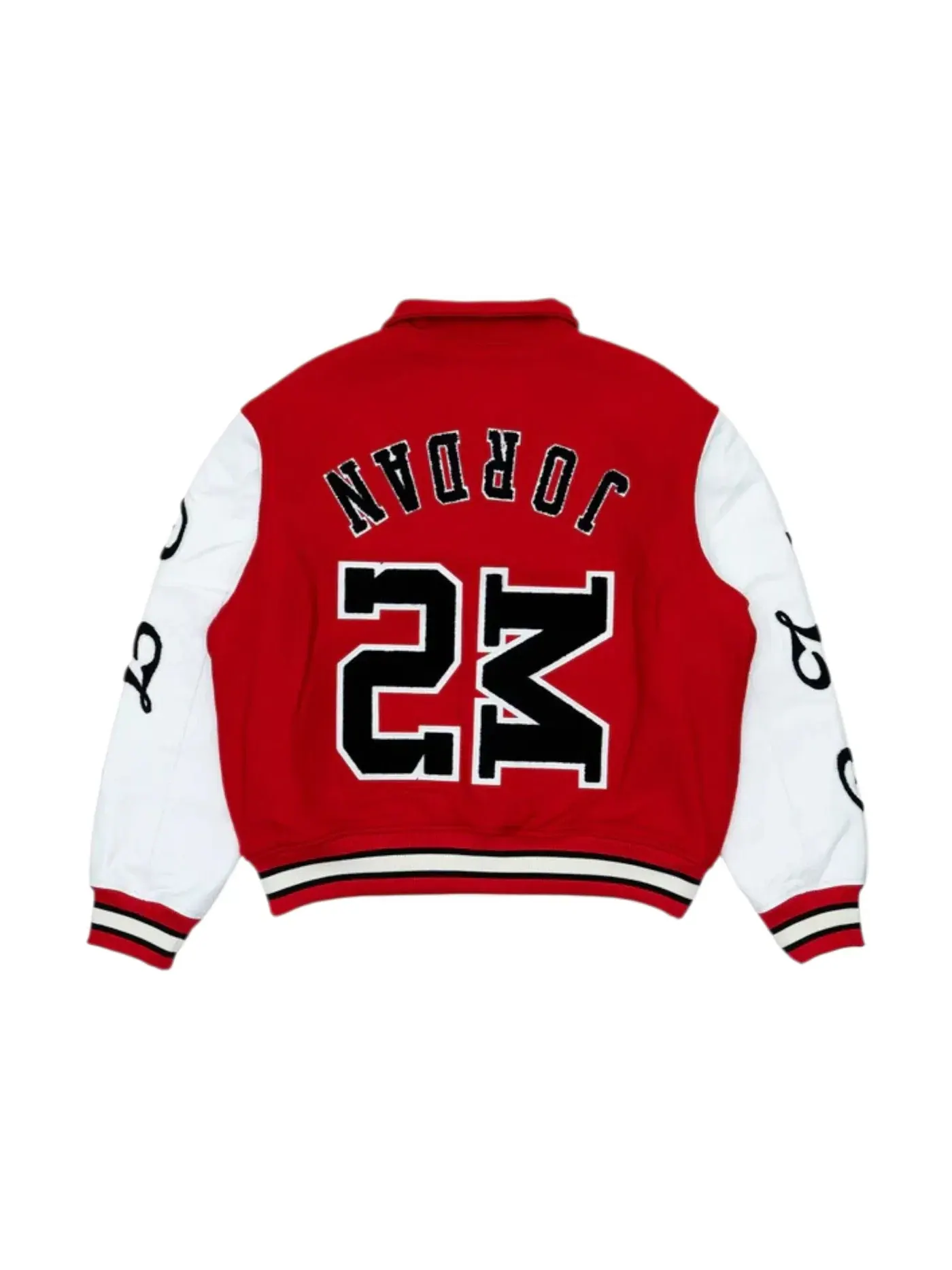 Мужская куртка-бомбер с принтом Jordan x Saint Mxxxxxx Varsity Jacket — изображение 2 из 2, красный белый