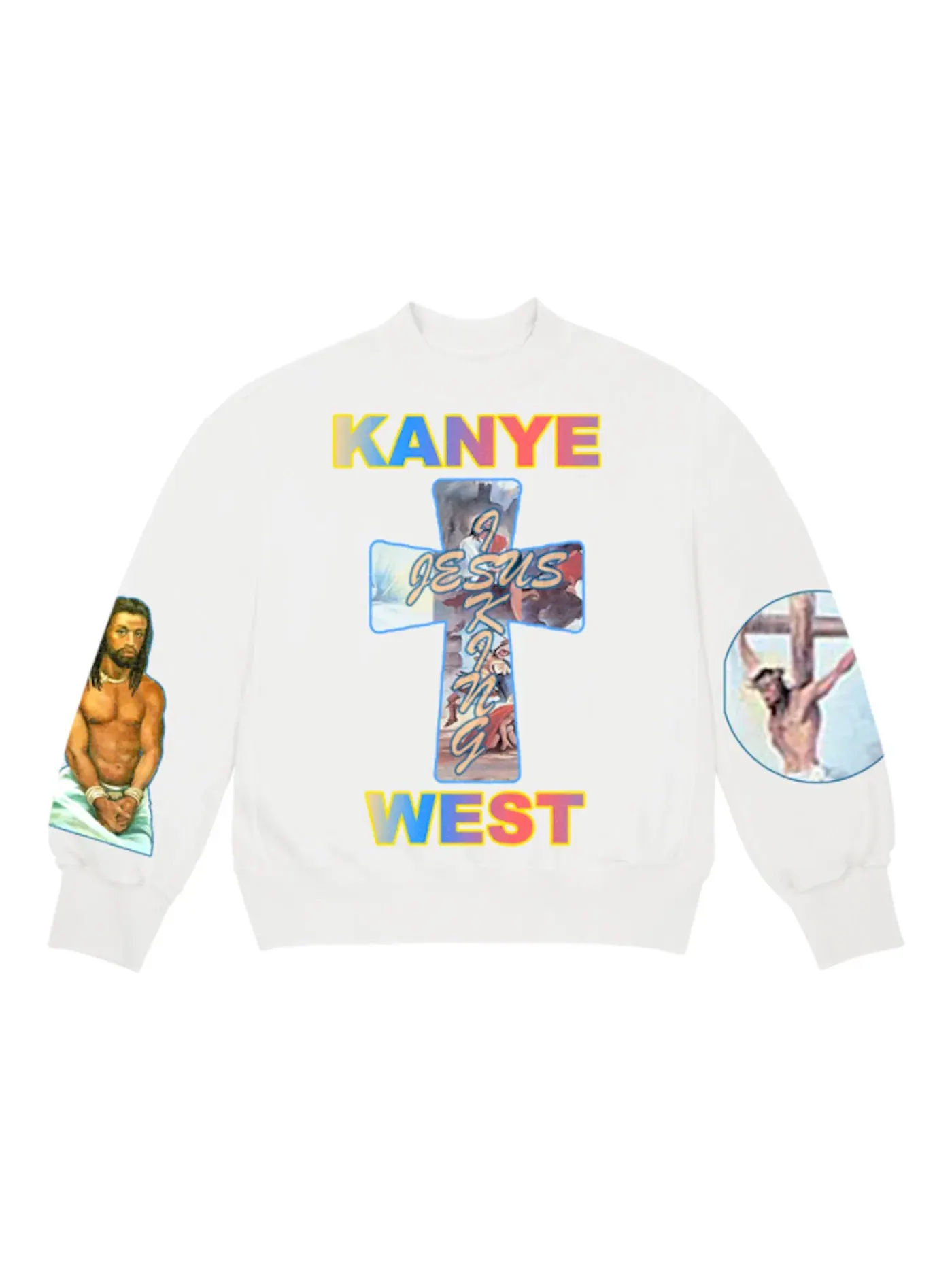 Мужской свитшот-кроп с принтом AWGE for JIK Cross Kanye West — изображение 1 из 1, белый