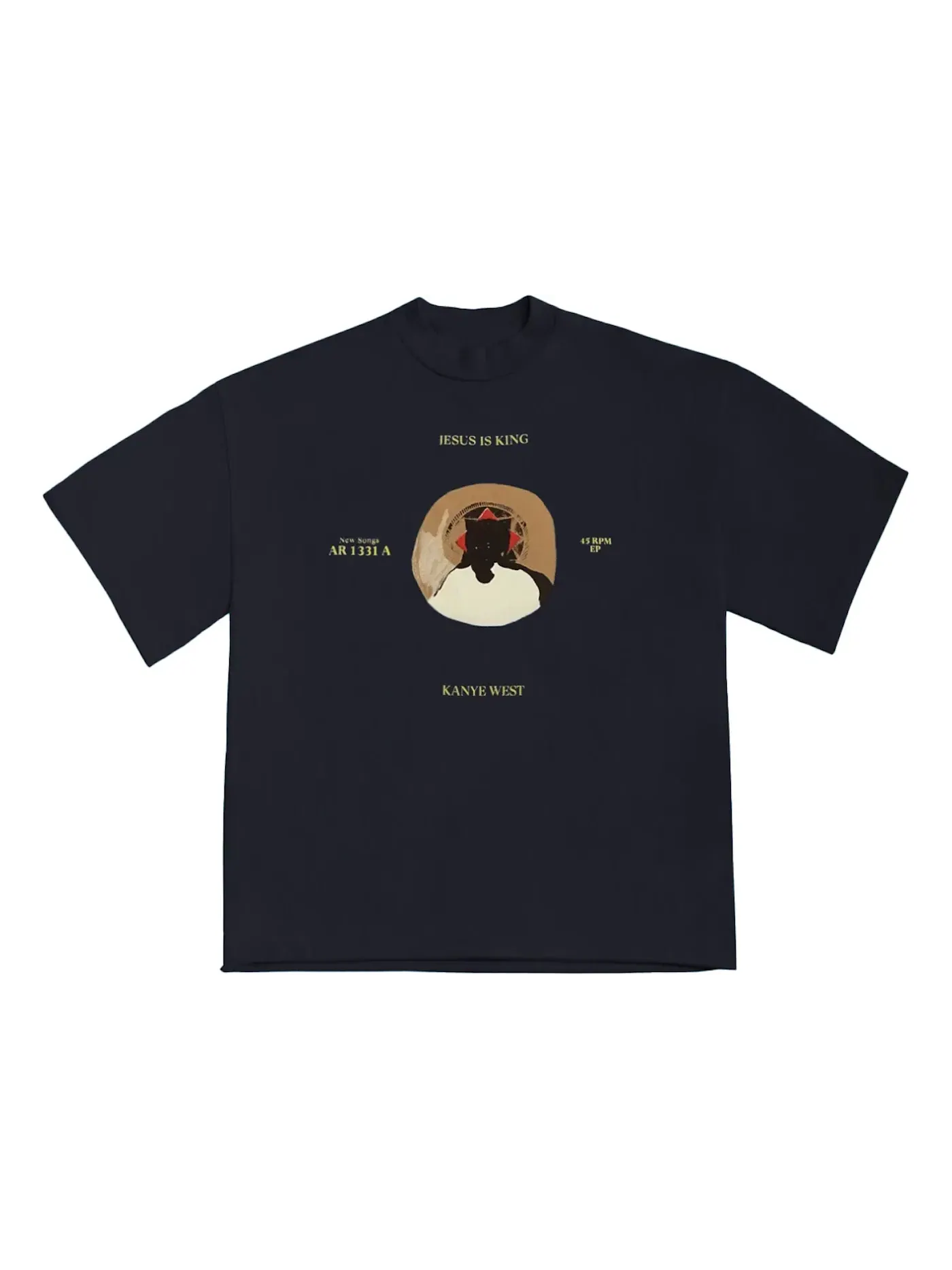Мужская футболка с принтом Kanye West Jesus Is King 45 T Shirt — изображение 1 из 1, темно-синий
