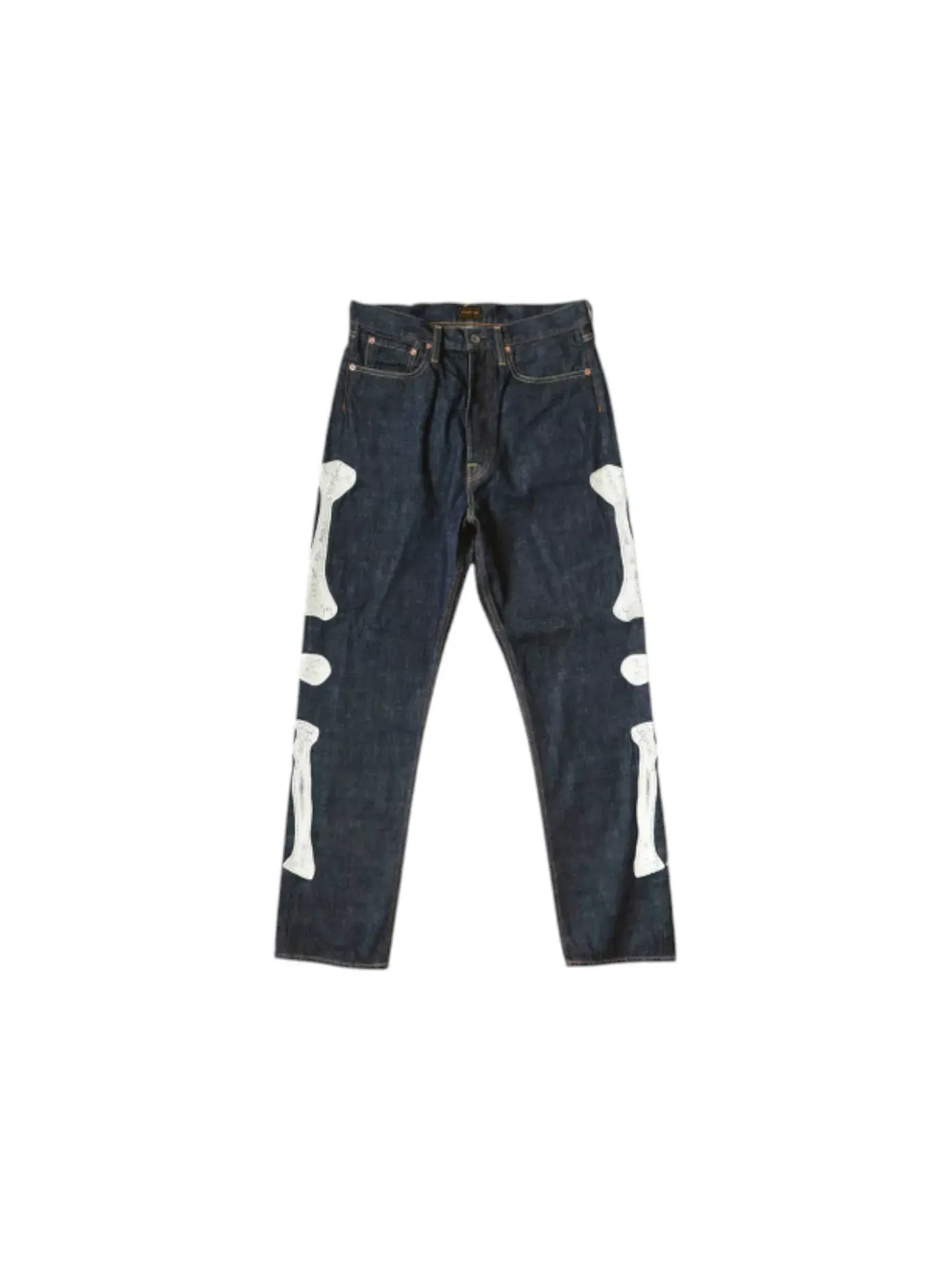Мужские джинсы с вышивкой скелета Denim Kapital — изображение 1 из 2, синий