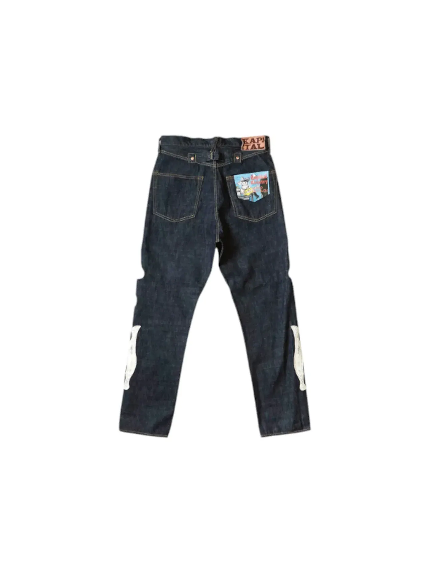 Мужские джинсы с вышивкой скелета Denim Kapital — изображение 2 из 2, синий