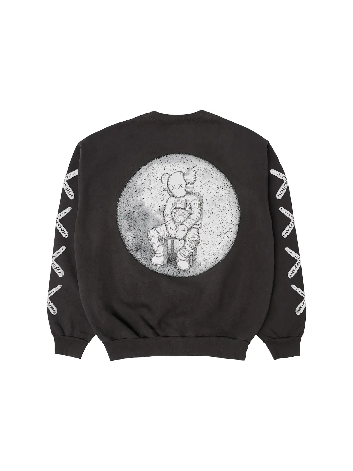 Мужской свитшот с принтом Moon Man KAWS For Kid Cudi — изображение 2 из 2, винтажный черный