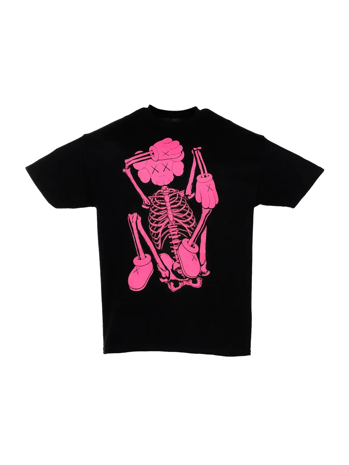 Мужская футболка с принтом Skeleton New Fiction KAWS — изображение 1 из 4, розовый