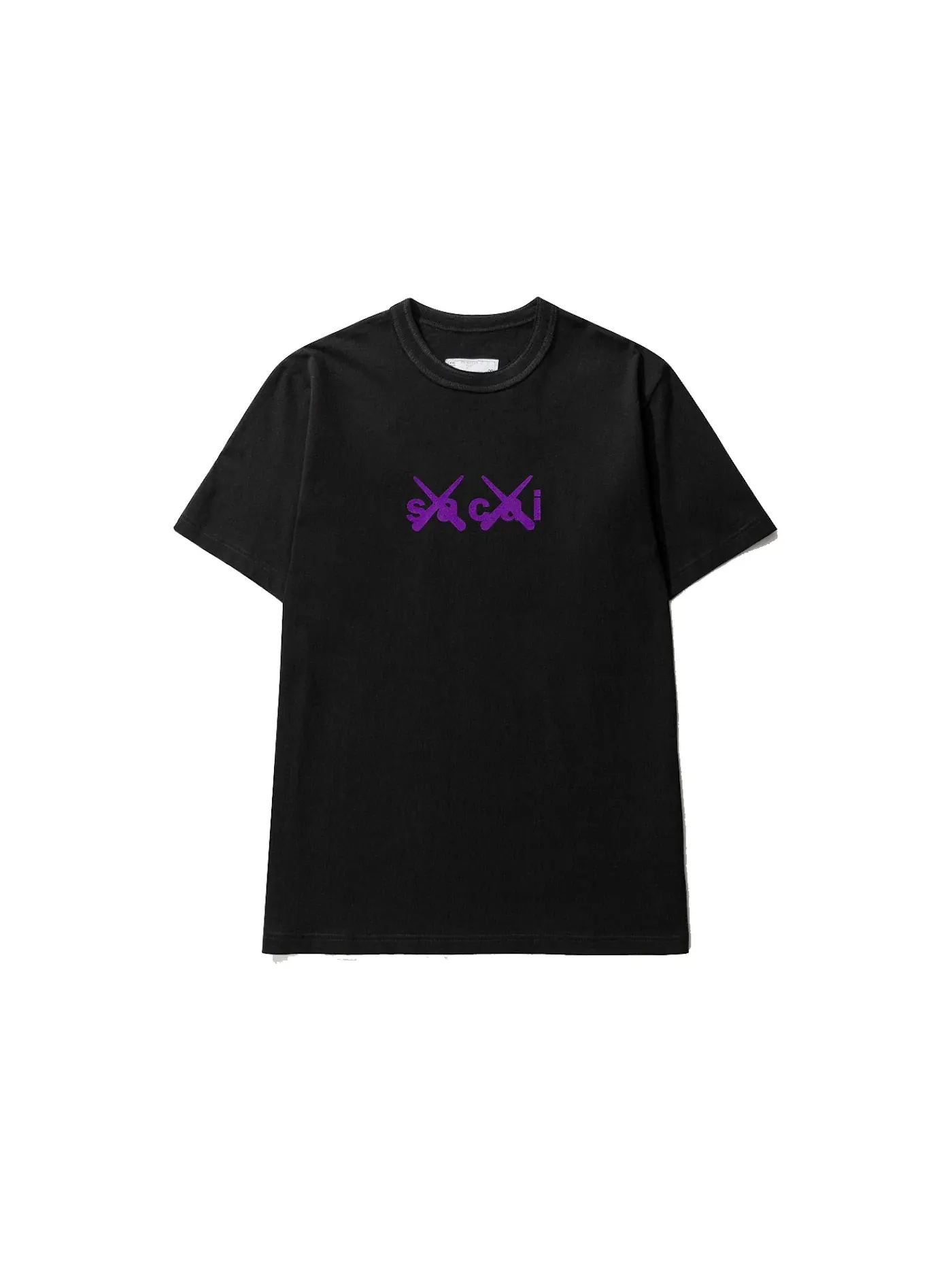 Мужская футболка с принтом KAWS x Sacai Flock Print T-shirt Black/Purple — изображение 1 из 2, черный/фиолетовый