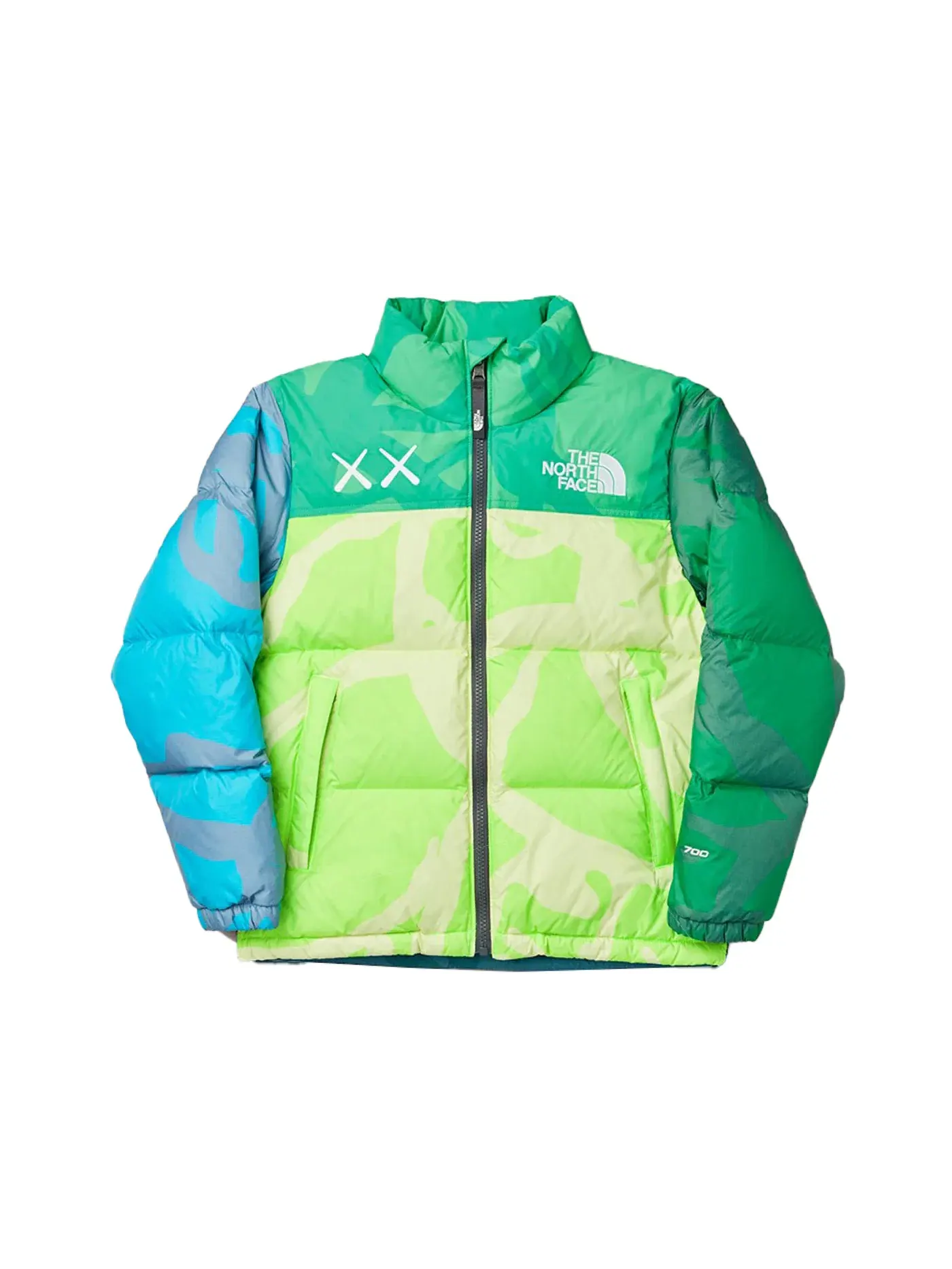 Мужская куртка-пуховик с принтом KAWS x The North Face Retro 1996 Nuptse Jacket — изображение 1 из 1, зеленый