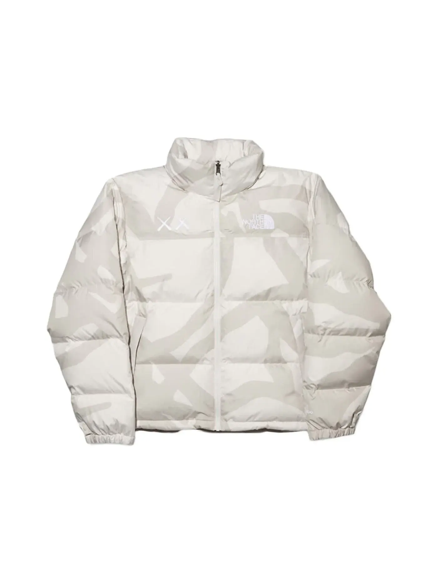 Мужская куртка-пуховик с принтом Retro 1996 Nuptse Jacket KAWS — изображение 1 из 2, слоновая кость