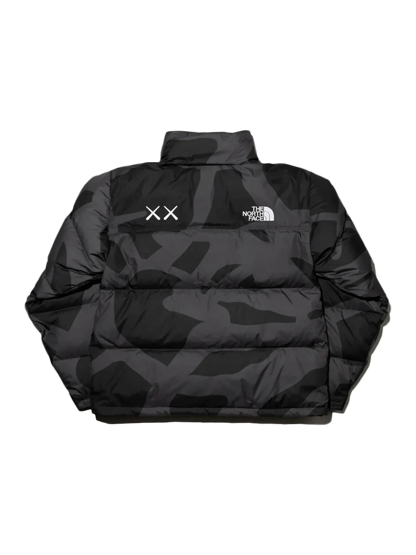 Мужская куртка с абстрактным принтом Retro 1996 Nuptse Jacket KAWS — изображение 2 из 2, черный