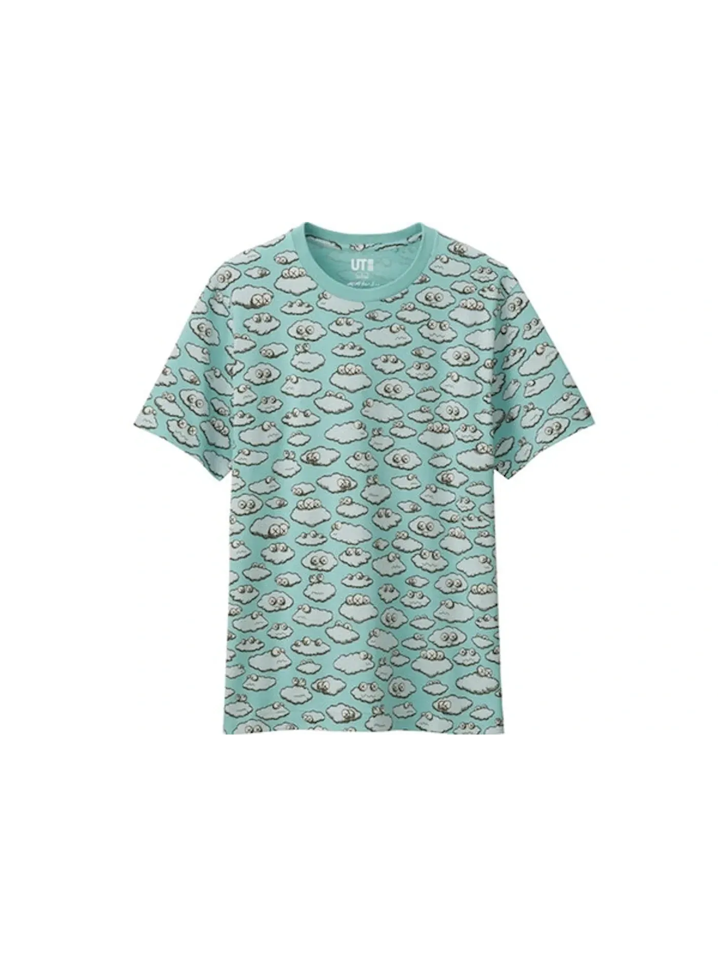 Детская футболка с принтом KAWS x Uniqlo All Over Clouds Tee — изображение 1 из 1, светлый синий