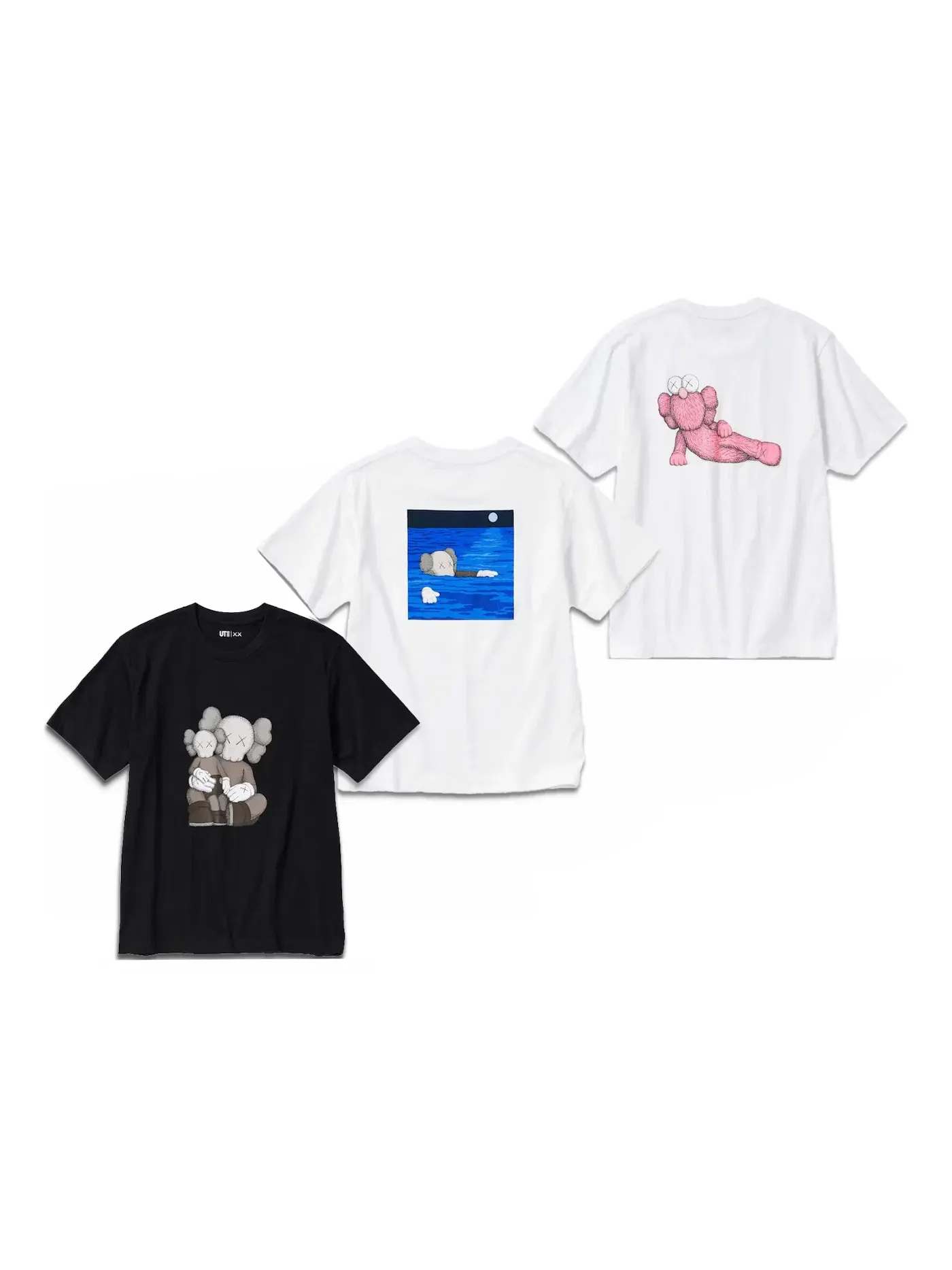 Мужской комплект футболок с коротким рукавом с принтом T-shirt Set KAWS — изображение 1 из 2, белый/черный