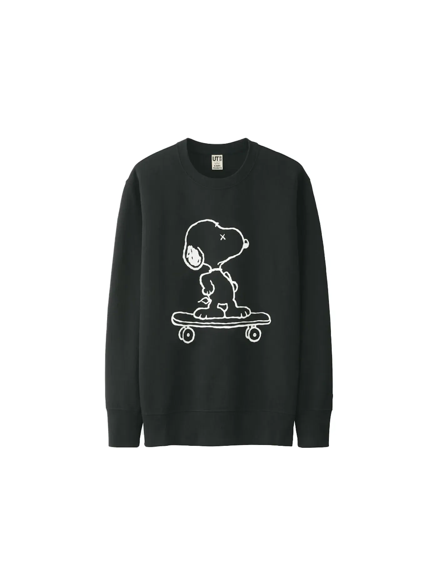Мужской свитшот с принтом KAWS x Uniqlo x Peanuts Snoopy Skateboarding Sweatshirt KAWS — изображение 1 из 1, черный