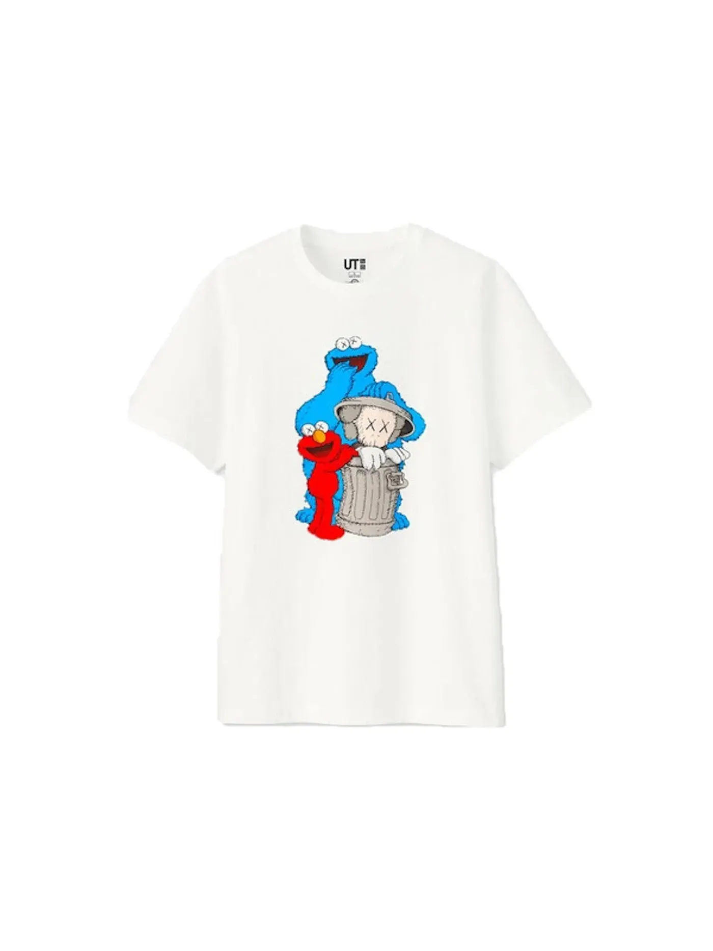 Детская футболка с принтом KAWS x Uniqlo x Sesame Street Companion Trash Can Tee (Japanese Sizing) White — изображение 1 из 1