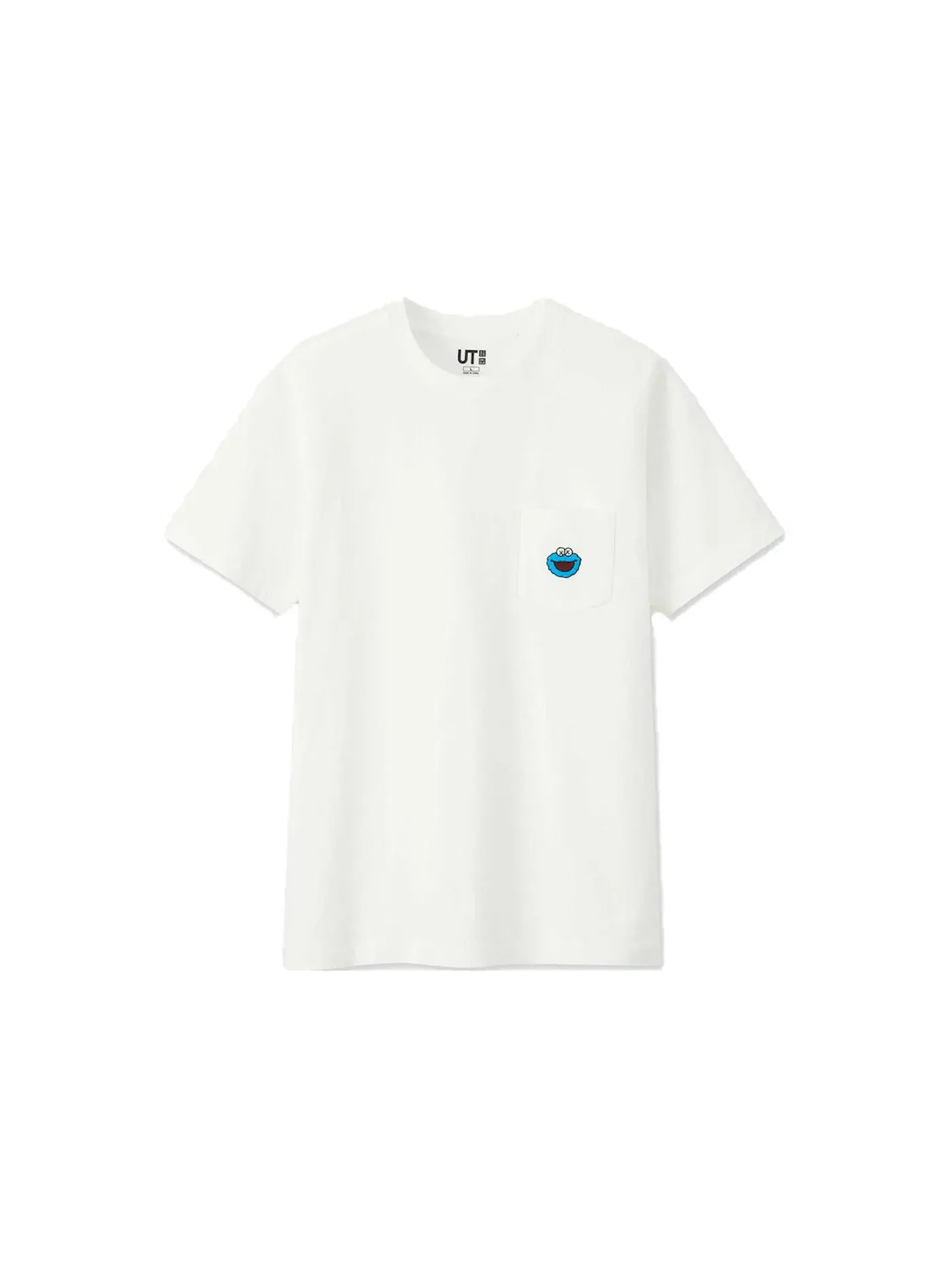 Детская футболка с принтом KAWS x Uniqlo x Sesame Street Cookie Monster Pocket Tee — изображение 1 из 1, белый
