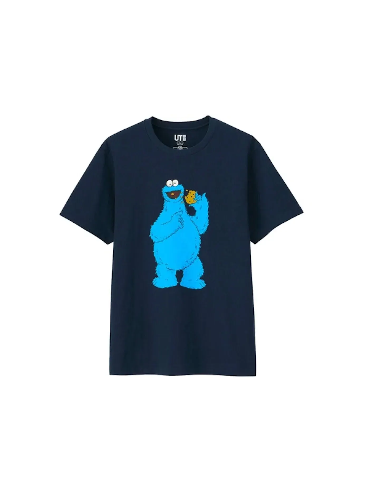 Детская футболка с принтом KAWS x Uniqlo x Sesame Street Cookie Monster Tee — изображение 1 из 1, темно-синий