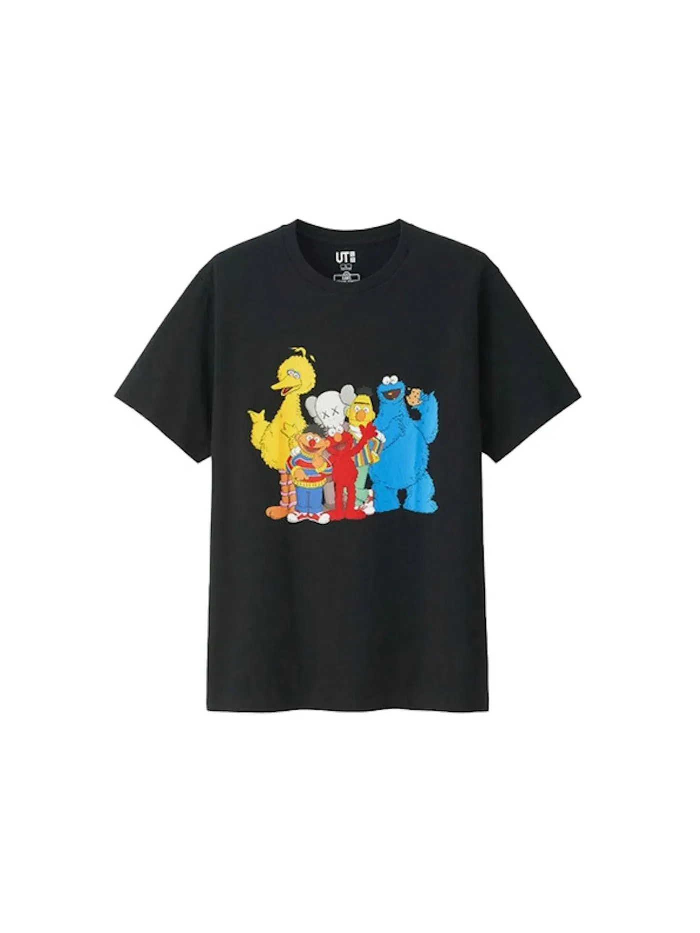 Детская футболка с принтом KAWS x Uniqlo x Sesame Street Group #2 Tee (Japanese Sizing) — изображение 1 из 1, черный