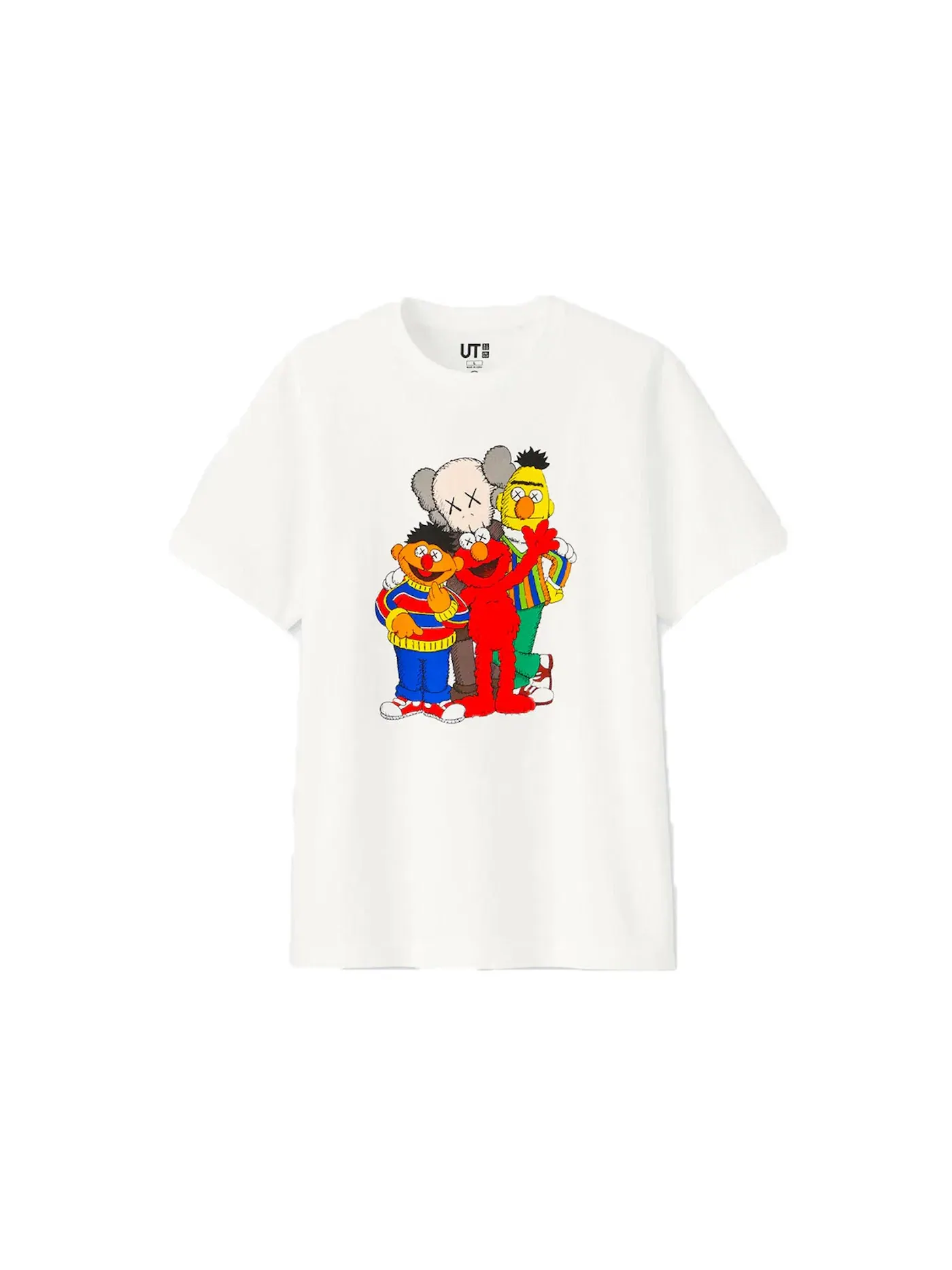 Детская футболка с принтом KAWS x Uniqlo x Sesame Street Group Tee — изображение 1 из 1, белый